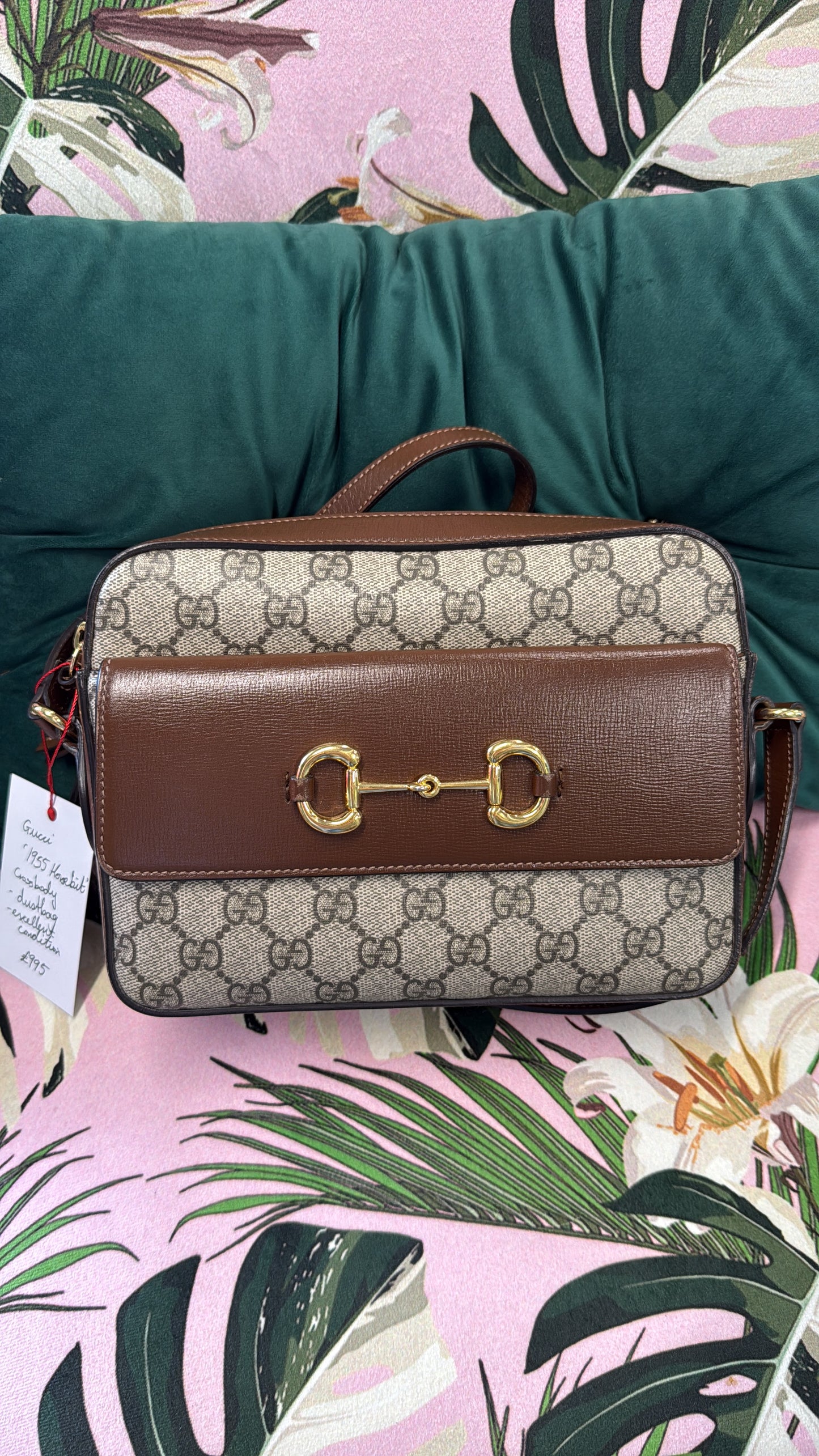 Gucci 1955 Horsebit Canvas and Leather Shoulder Bag