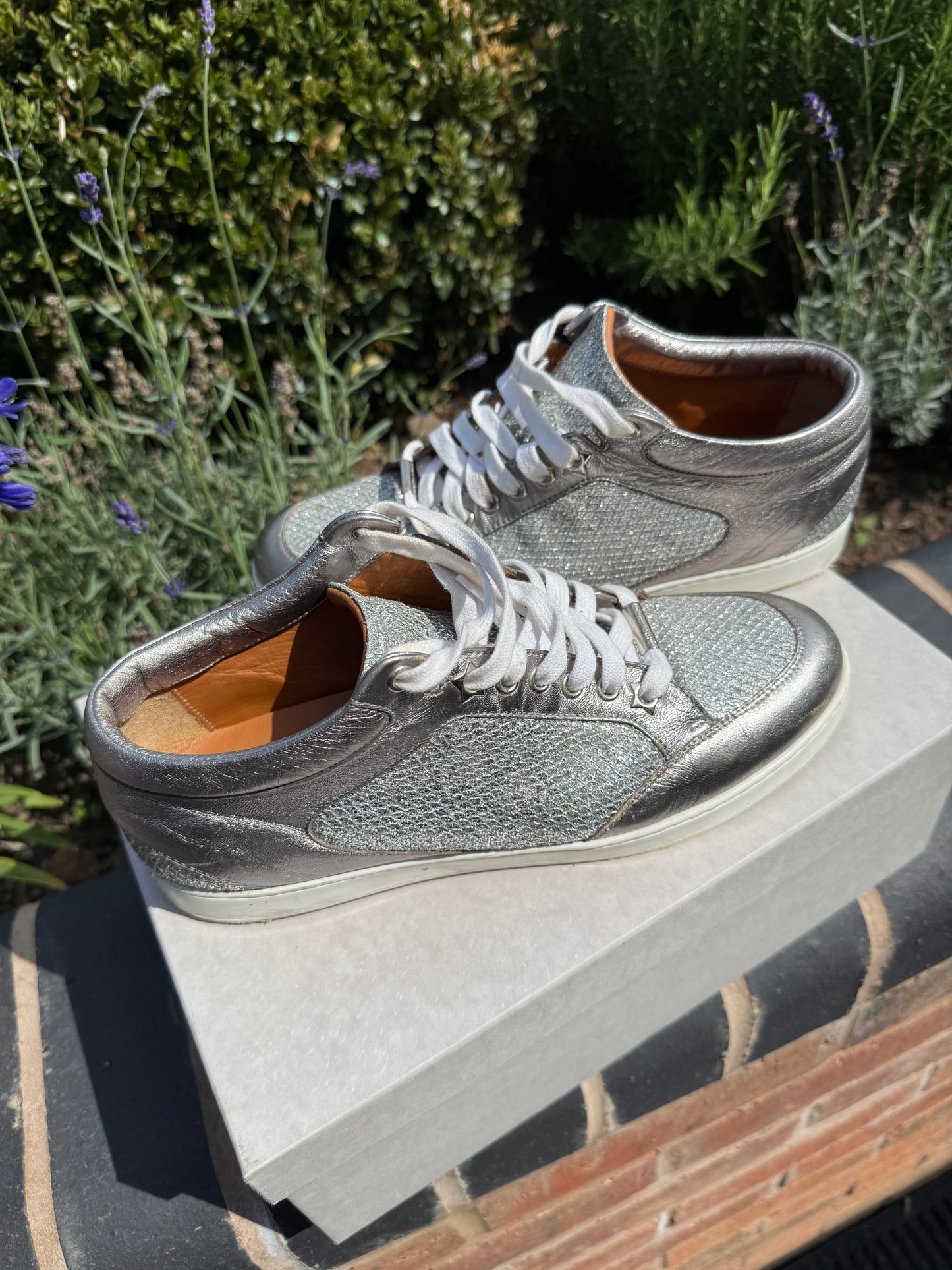 Jimmy Choo Miami Silver Low-Top Trainers – UK 39