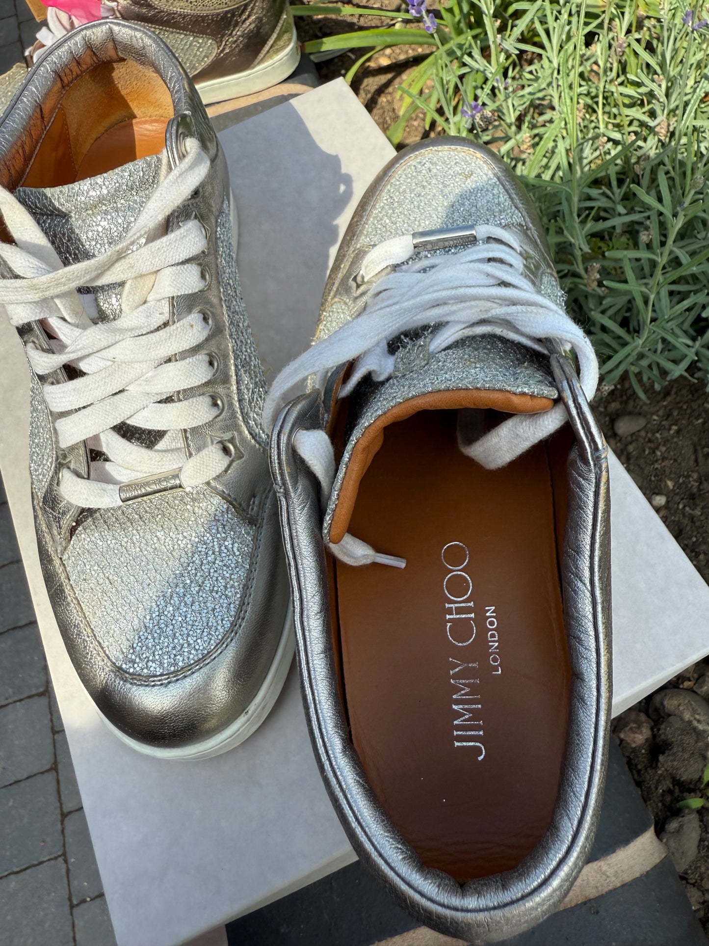 Jimmy Choo Miami Silver Low-Top Trainers – UK 39