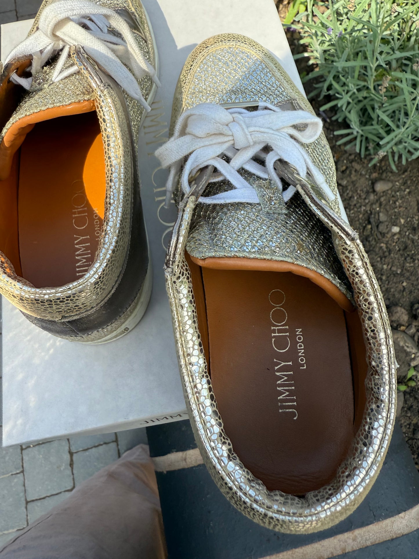 Jimmy Choo Miami Gold Low-Top Trainers – UK 39