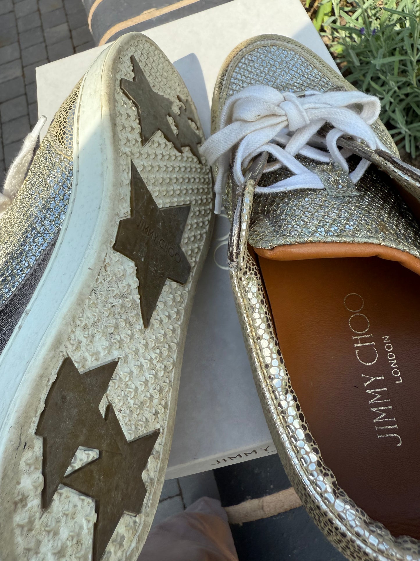 Jimmy Choo Miami Gold Low-Top Trainers – UK 39