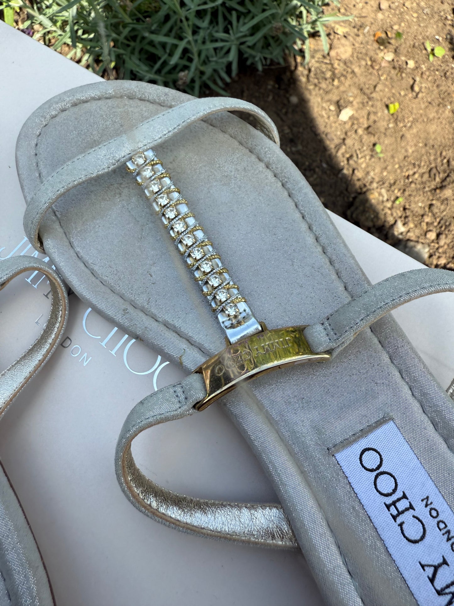 Jimmy Choo Gold-Embellished Flat Sandals – UK 4 (EU 37)
