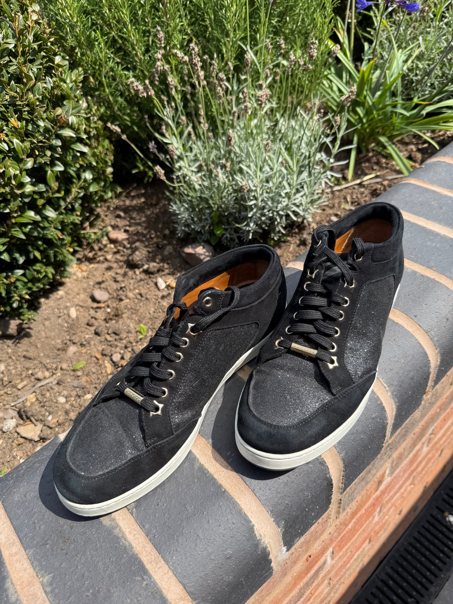 Jimmy Choo Black Suede glitter leather Sneakers – UK 7 (EU 40) –