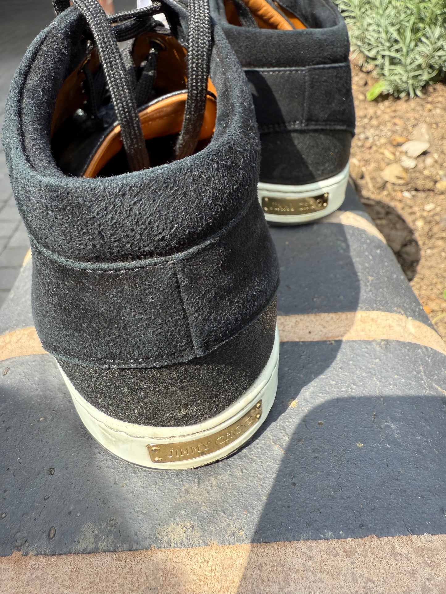 Jimmy Choo Black Suede glitter leather Sneakers – UK 7 (EU 40) –