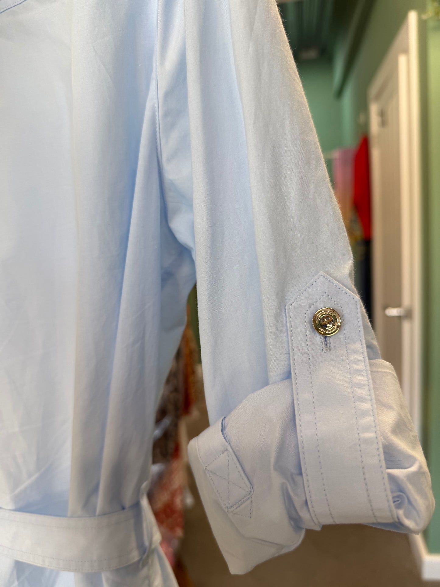 Burberry light blue shirt dress in UK10