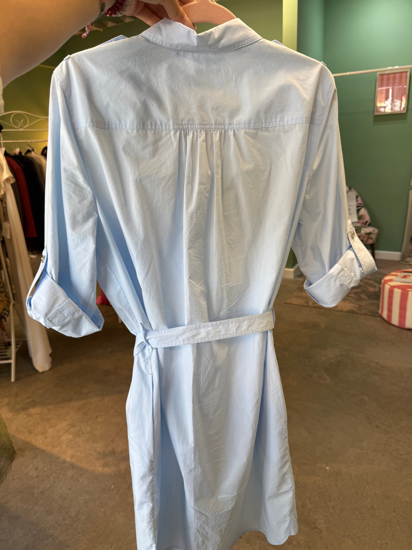 Burberry light blue shirt dress in UK10