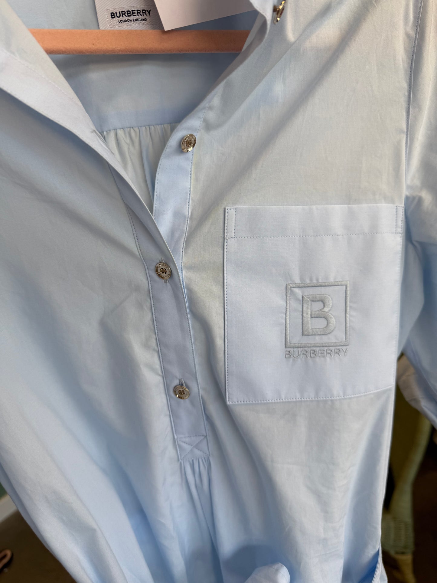 Burberry light blue shirt dress in UK10