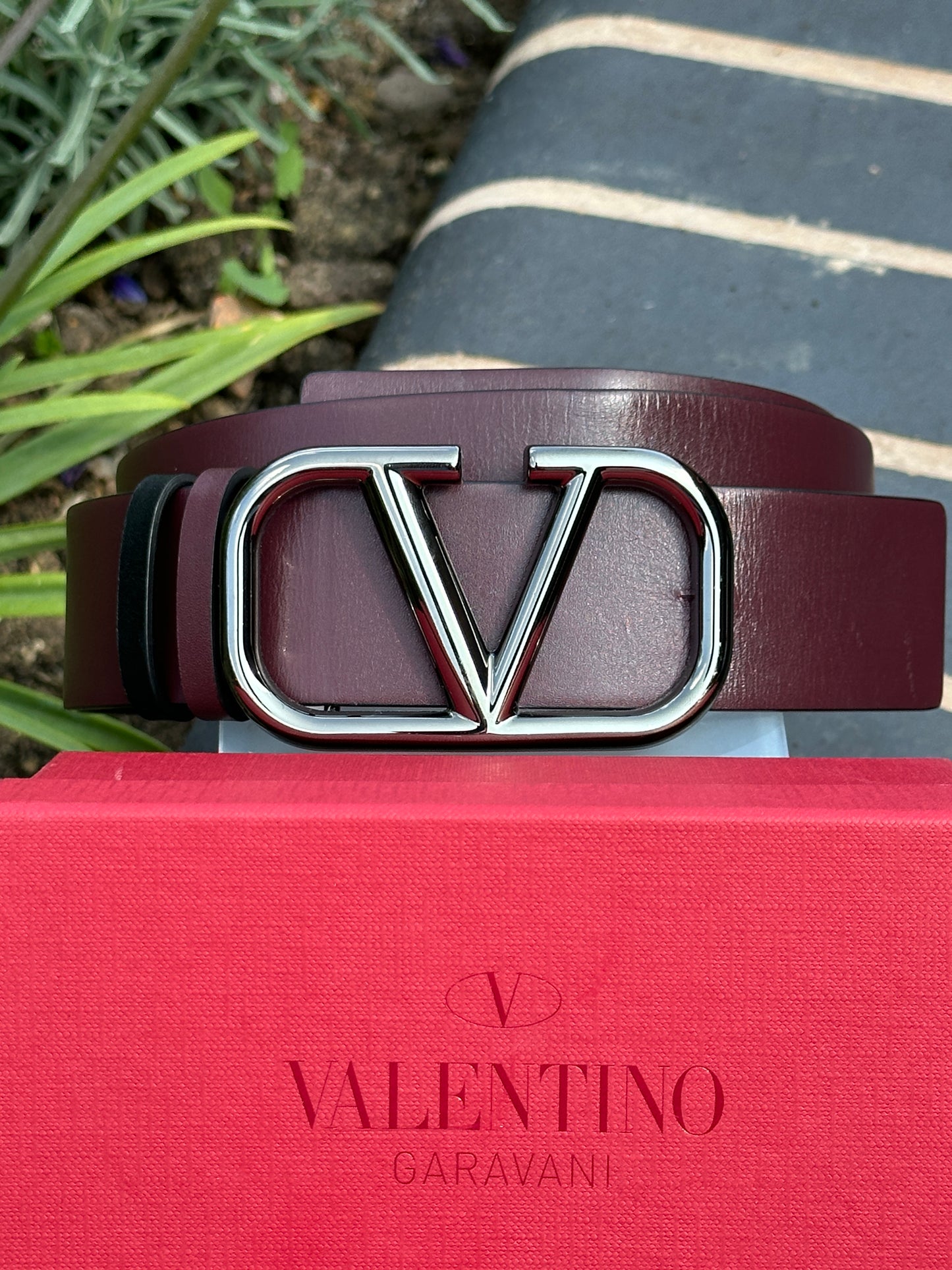 Valentino Reversible Belt- silver hardware 85/34