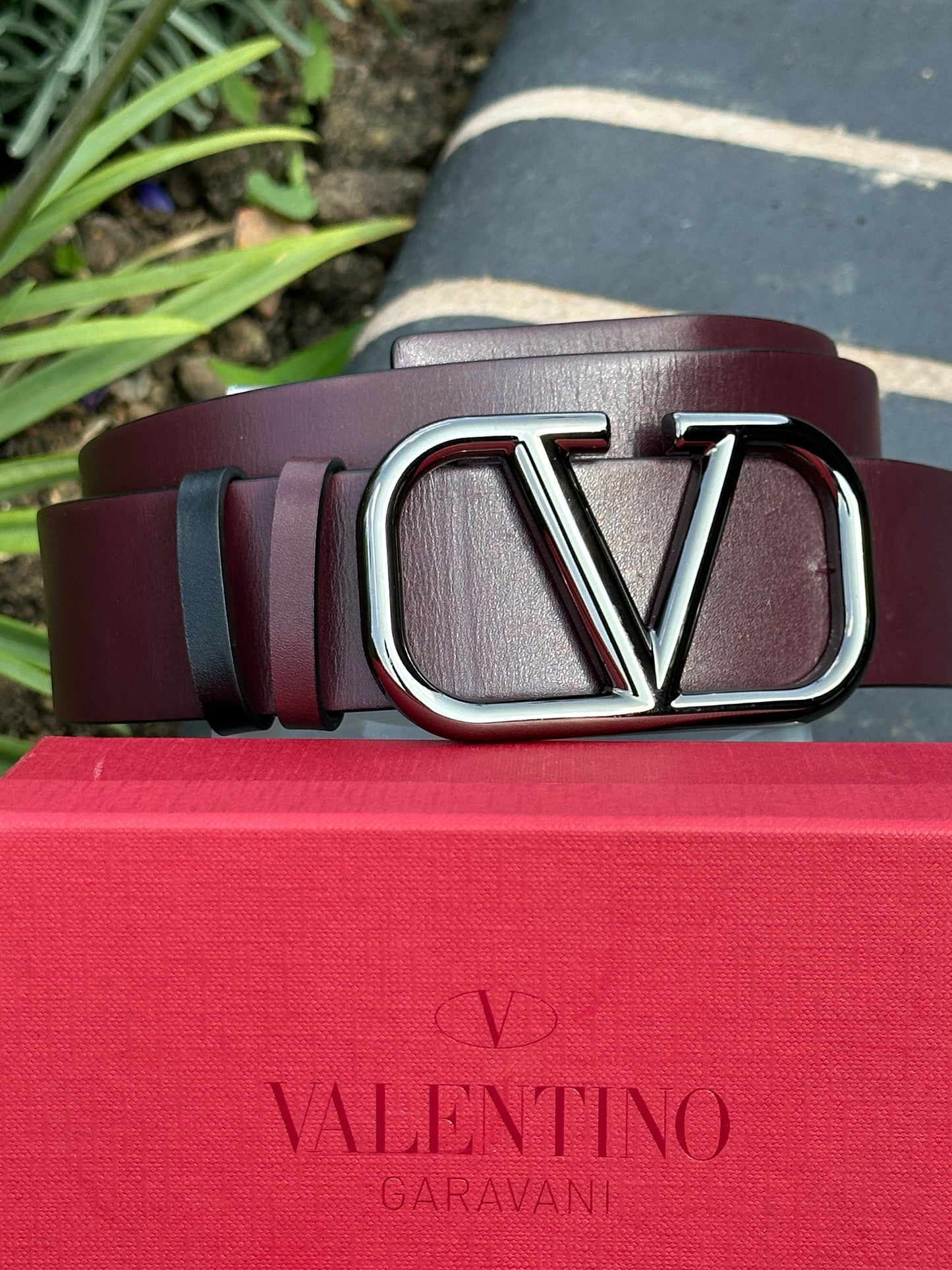 Valentino Reversible Belt- silver hardware 85/34