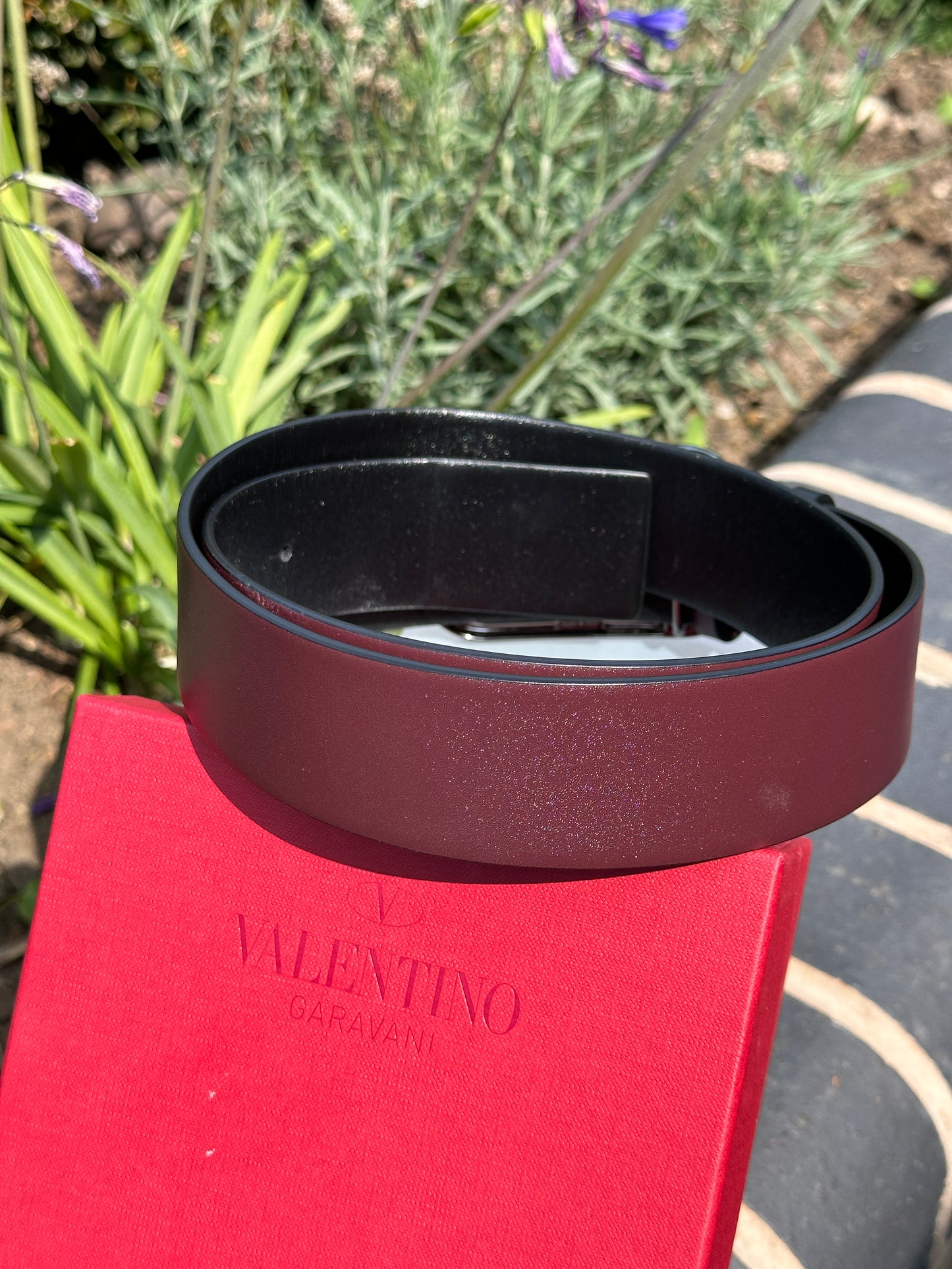 Valentino Reversible Belt- silver hardware 85/34