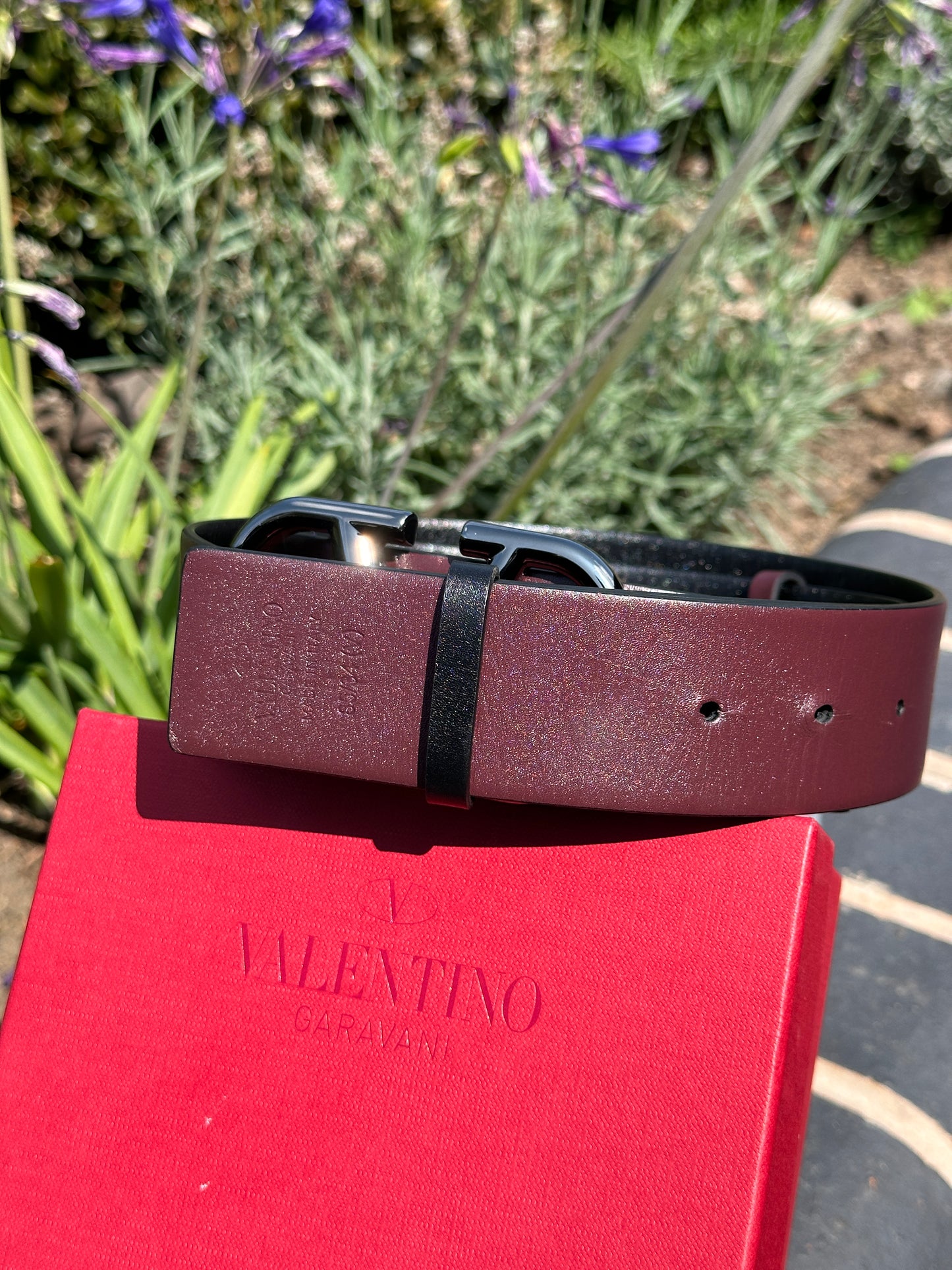 Valentino Reversible Belt- silver hardware 85/34