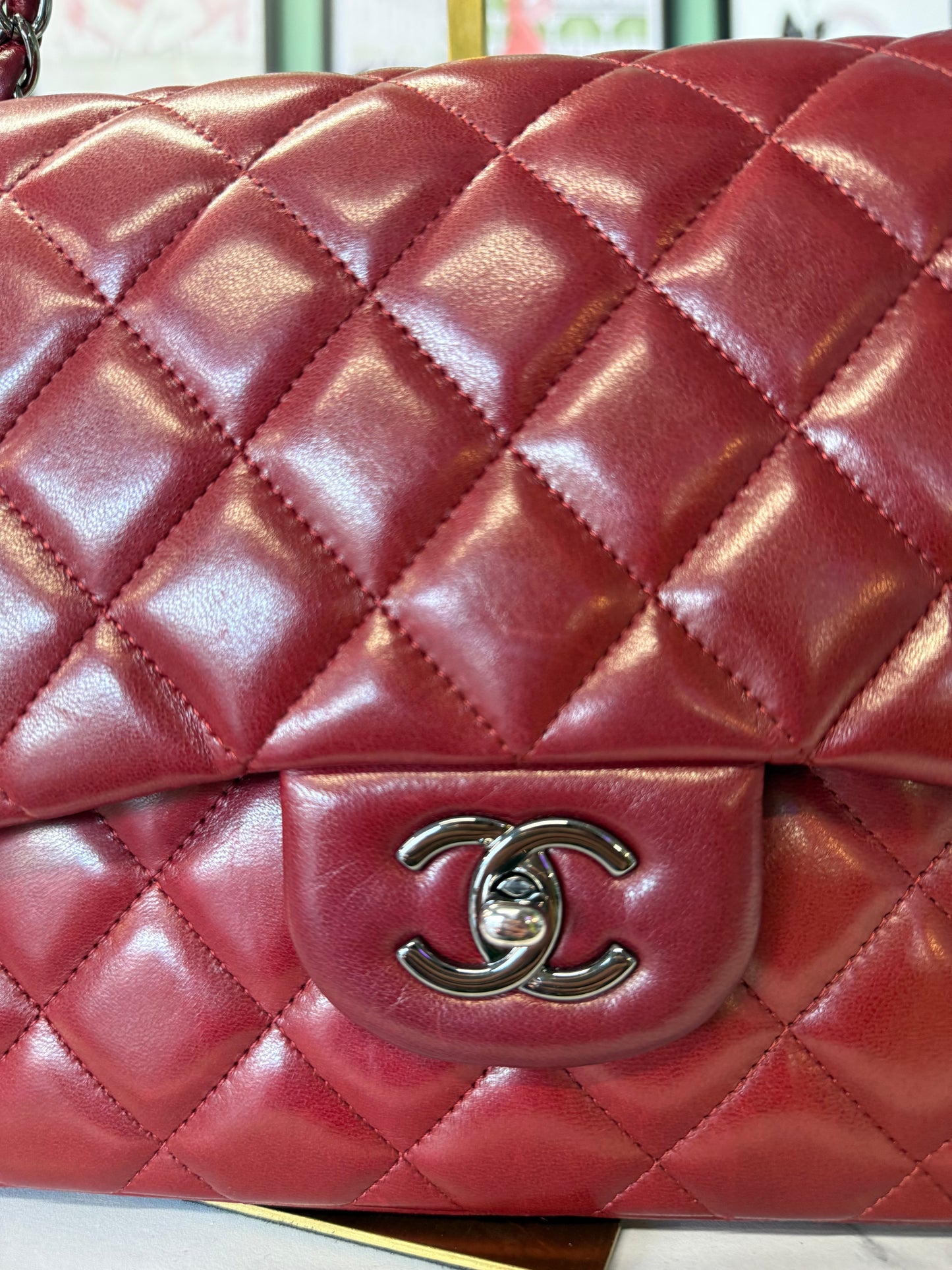 Chanel Classic Flap Jumbo – Burgundy Quilted Lambskin Leather