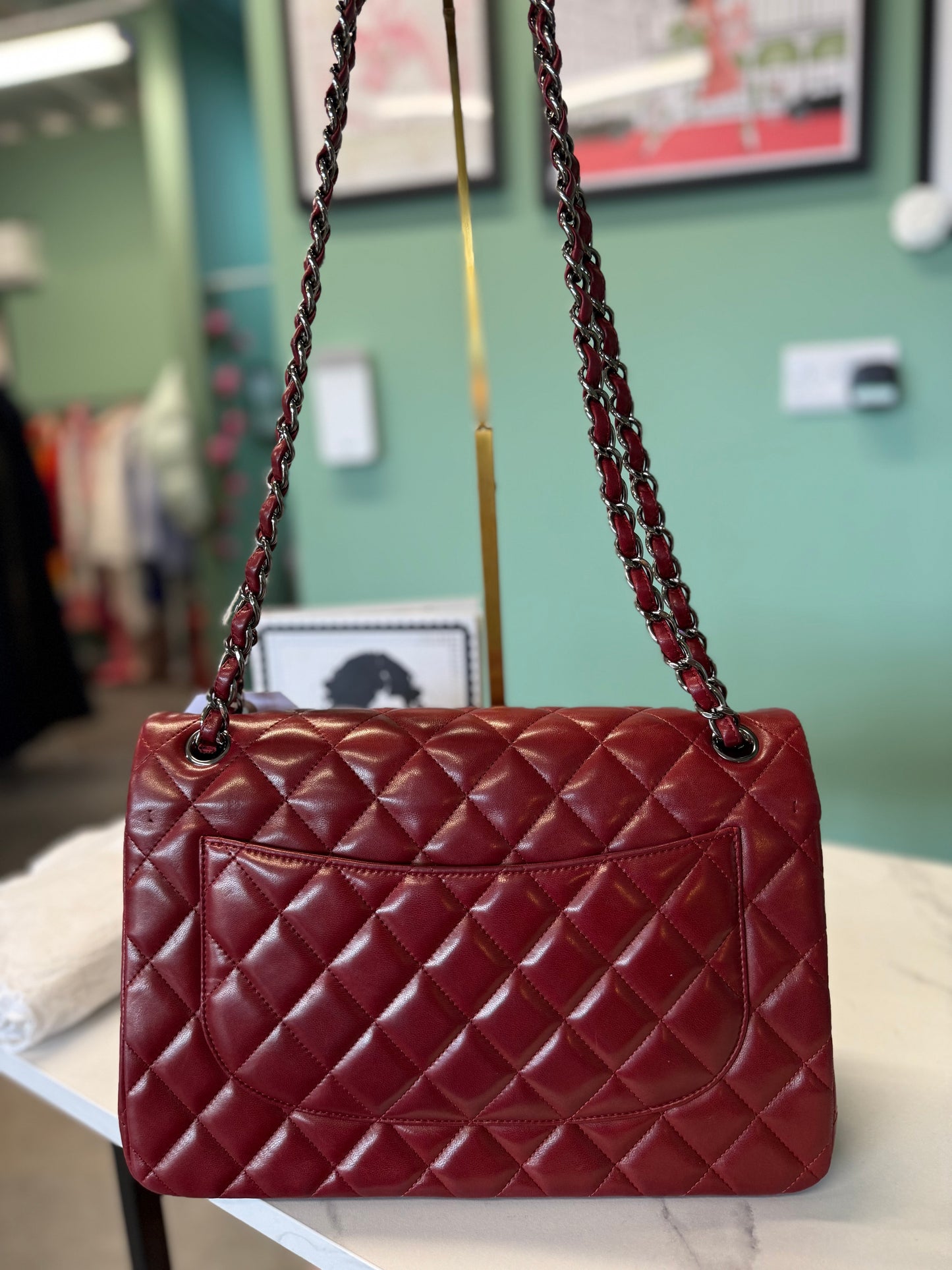 Chanel Classic Flap Jumbo – Burgundy Quilted Lambskin Leather