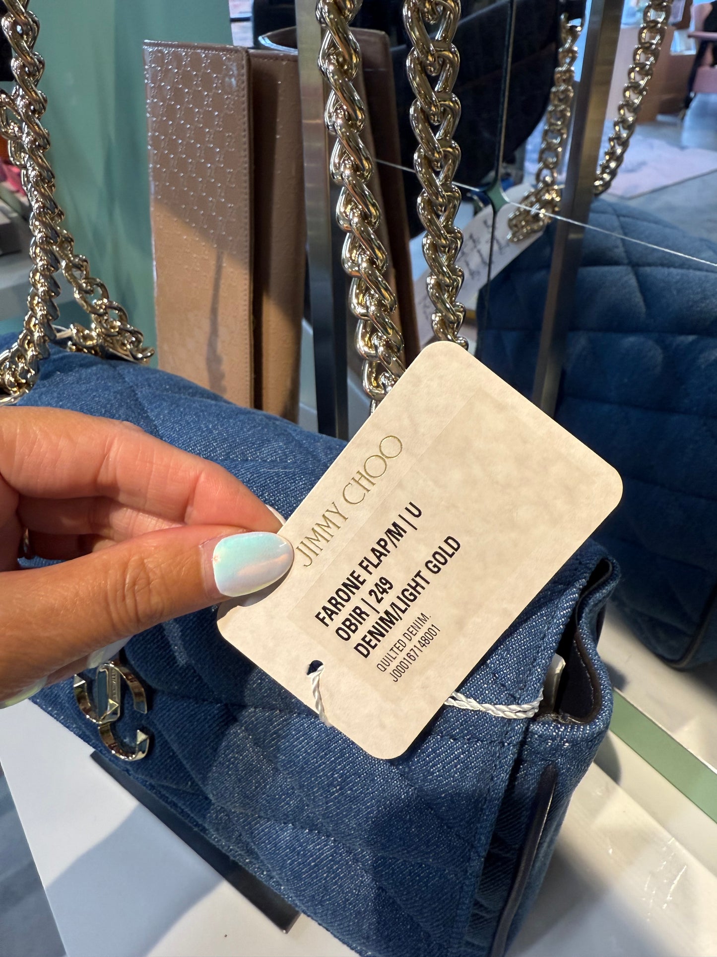 Jimmy Choo Farone Shoulder Bag – Blue Quilted Denim