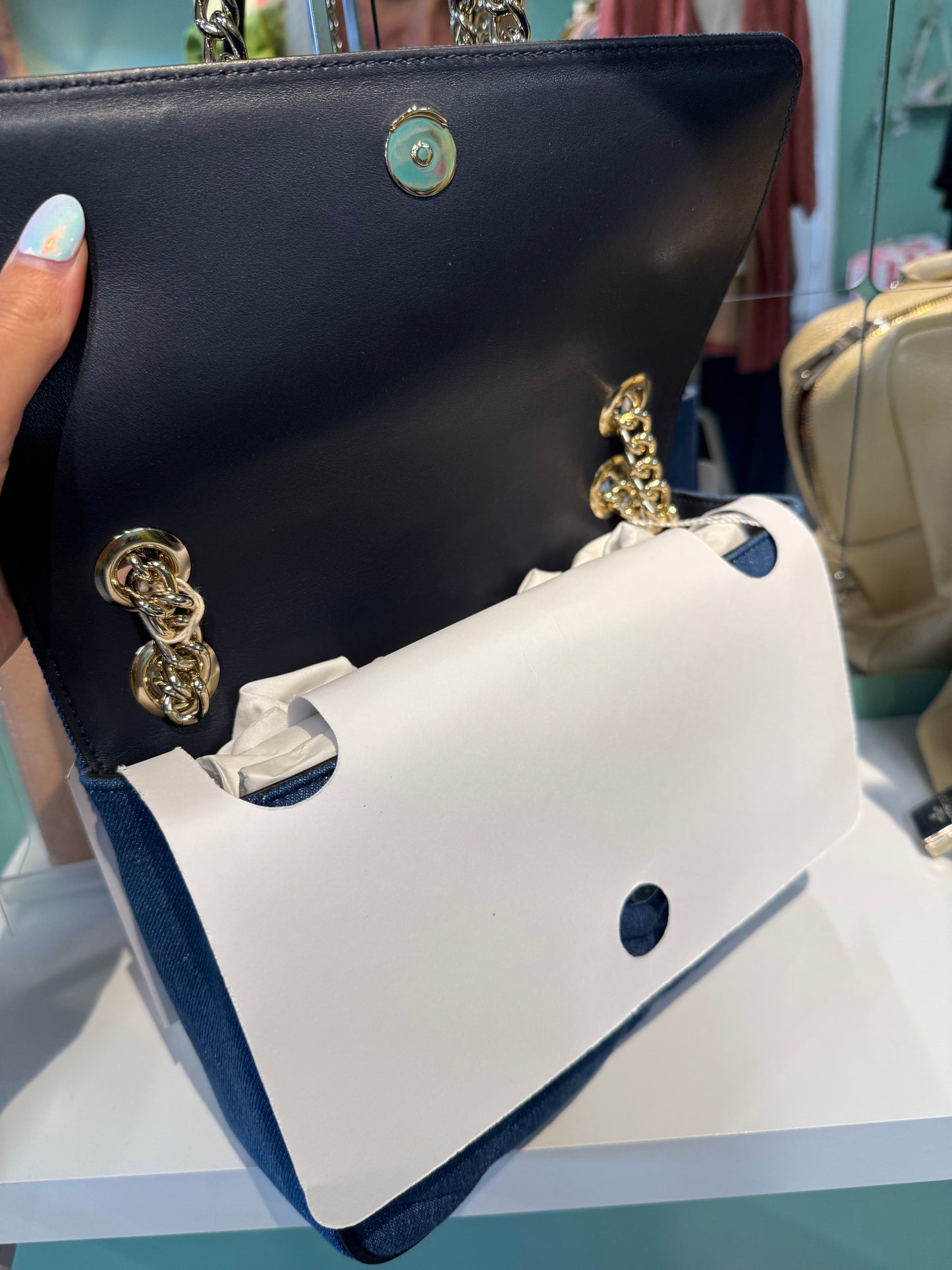 Jimmy Choo Farone Shoulder Bag – Blue Quilted Denim