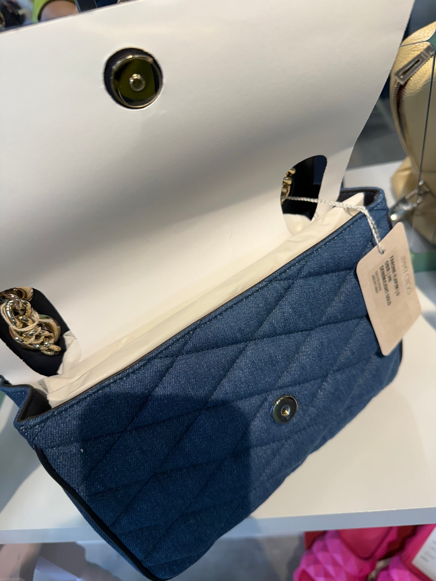 Jimmy Choo Farone Shoulder Bag – Blue Quilted Denim