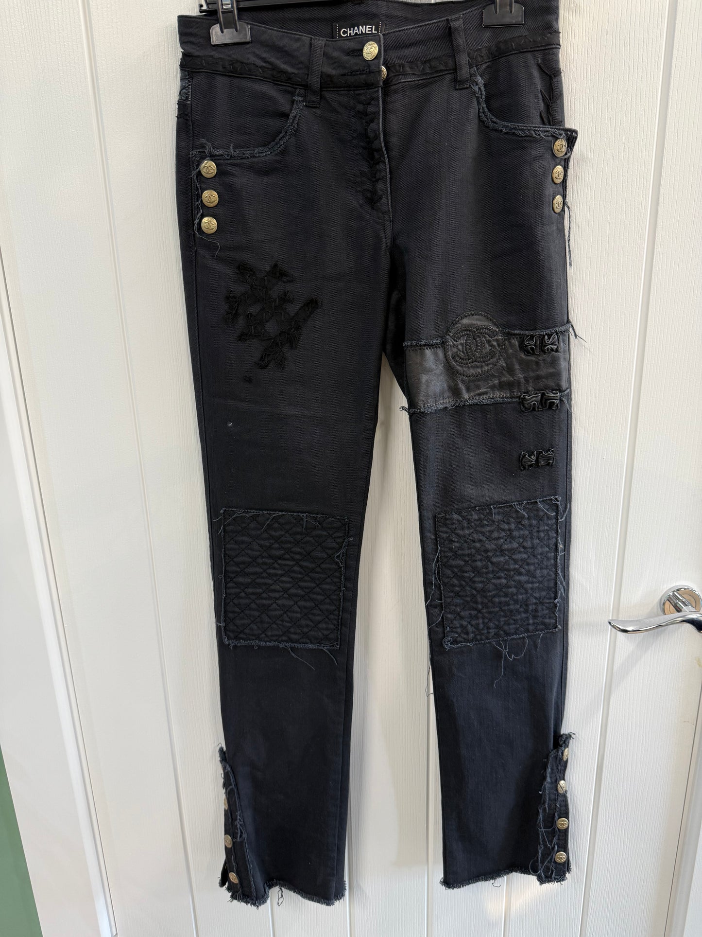 Chanel Black Patchwork Jeans – FR38 (UK 10)
