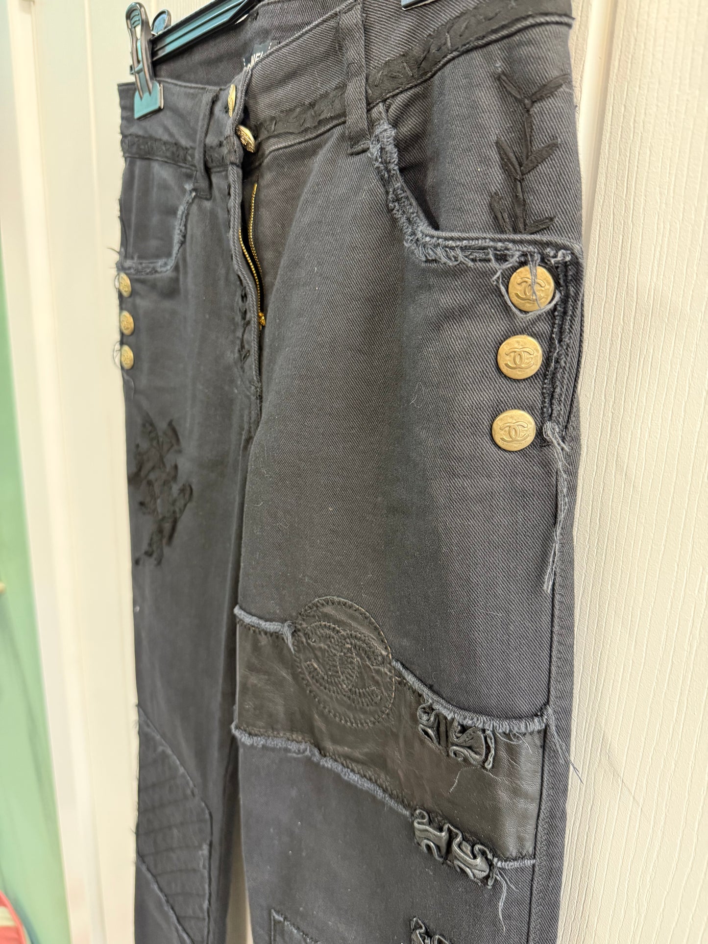Chanel Black Patchwork Jeans – FR38 (UK 10)