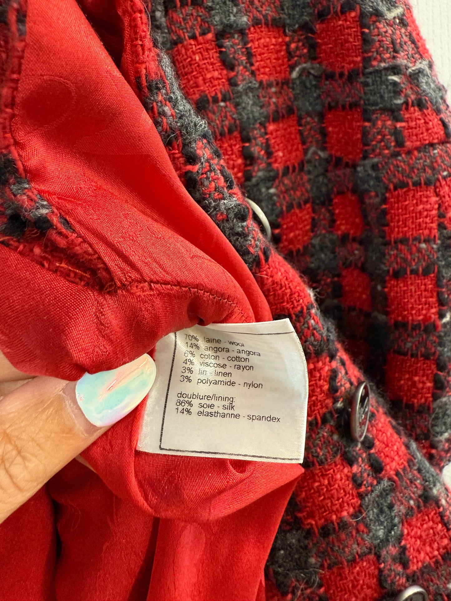 Chanel Red & Grey Tweed Skirt – FR38 (UK 10)