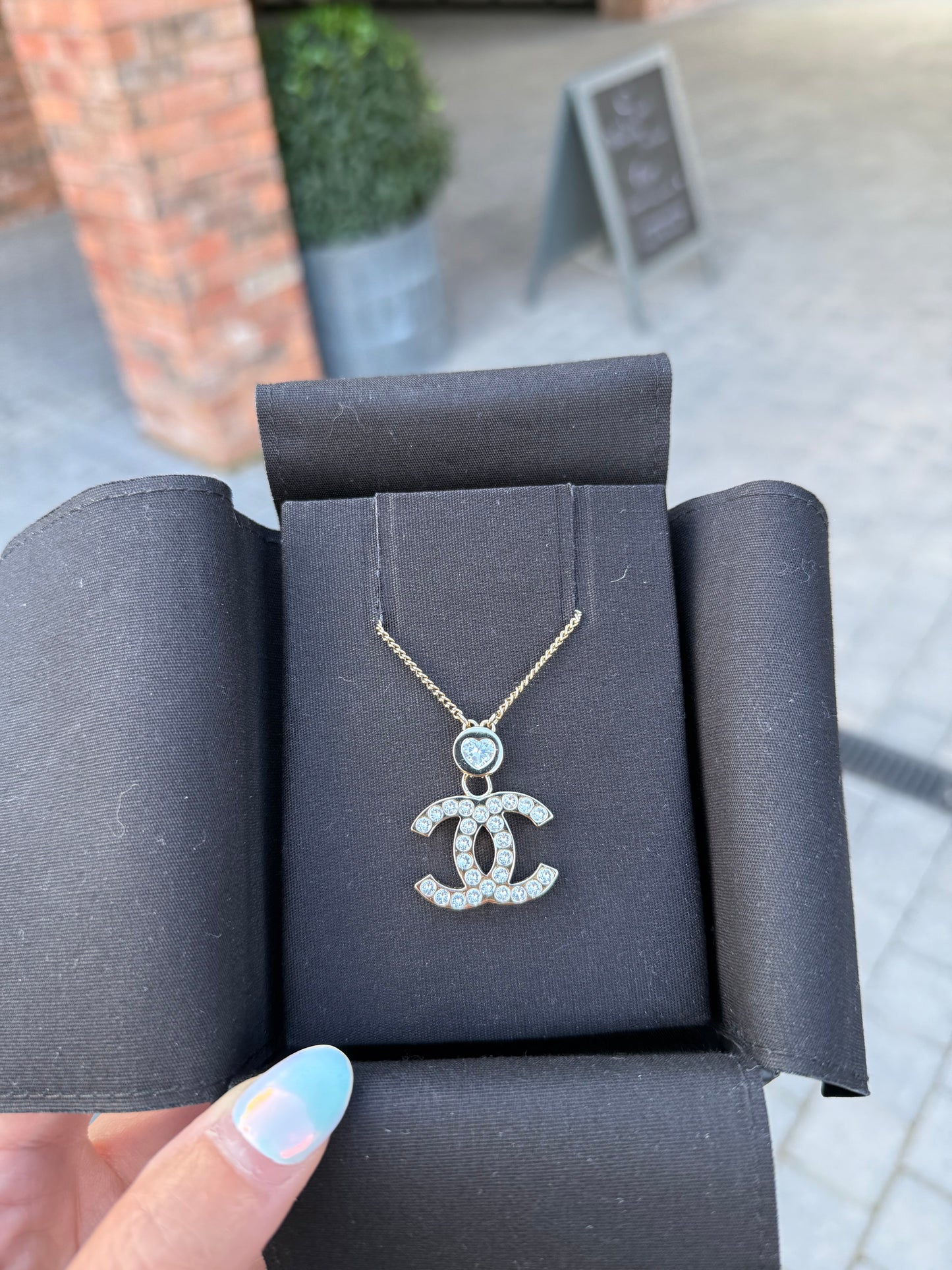 Chanel Crystal CC Pendant Necklace