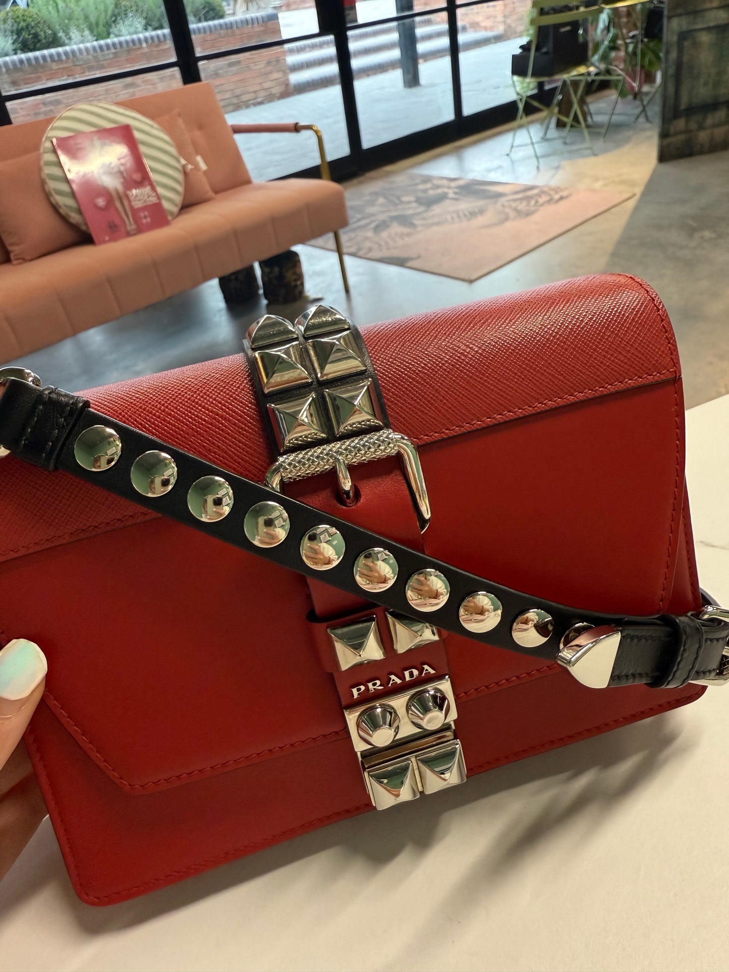 Prada Electra Studded Crossbody Bag