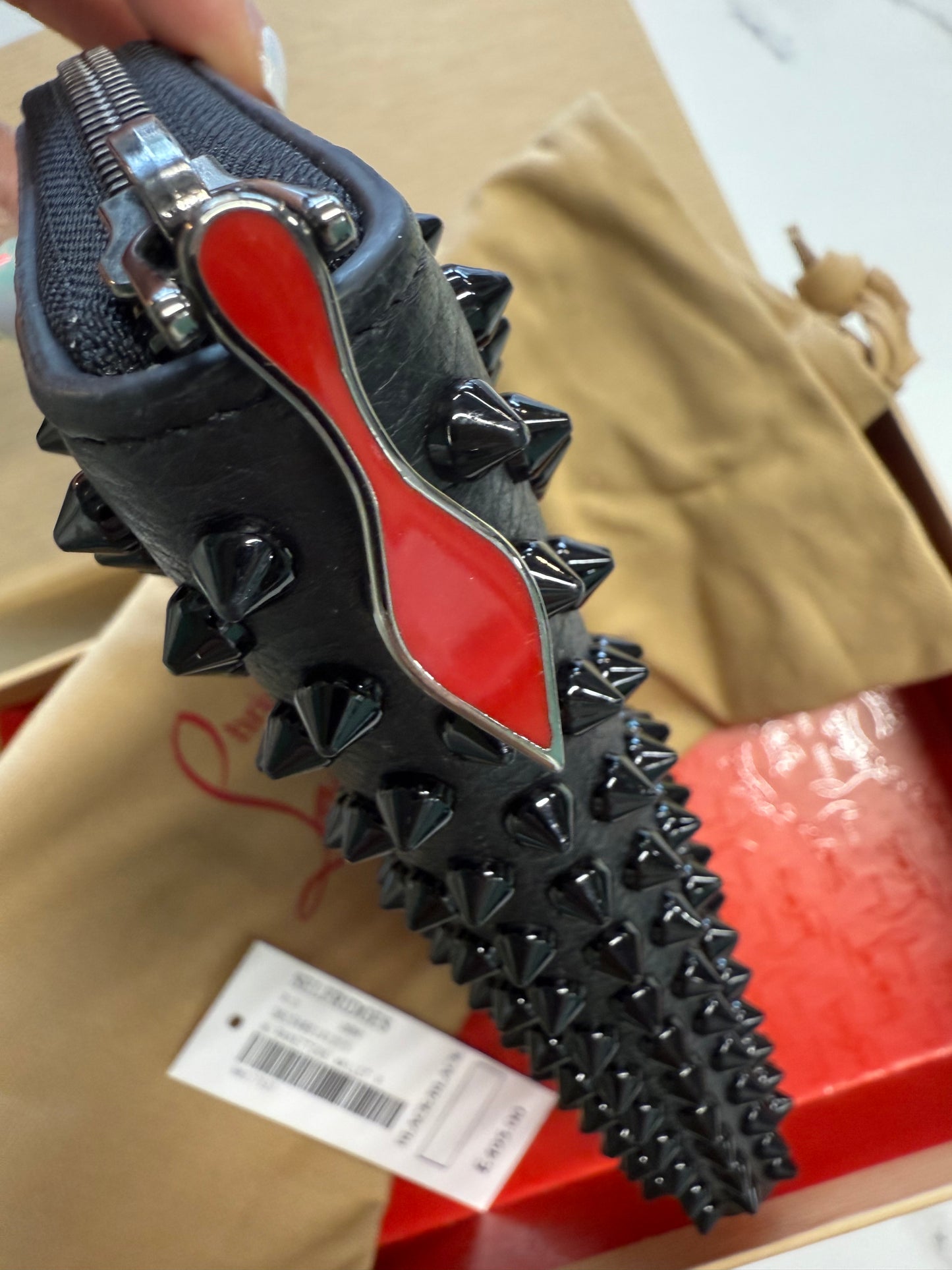 Christian Louboutin Panettone Spike Wallet – Black Calfskin