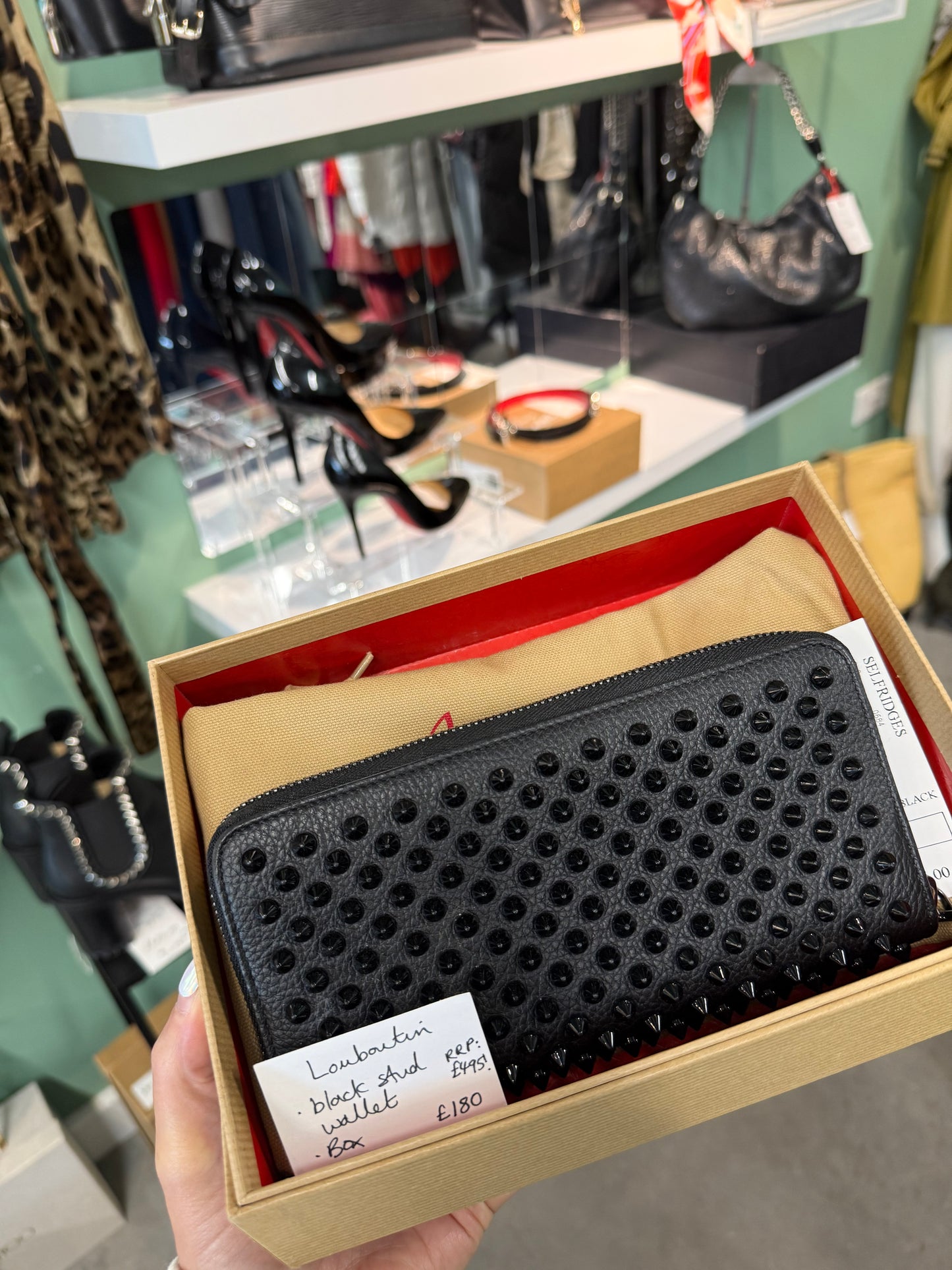 Christian Louboutin Panettone Spike Wallet – Black Calfskin