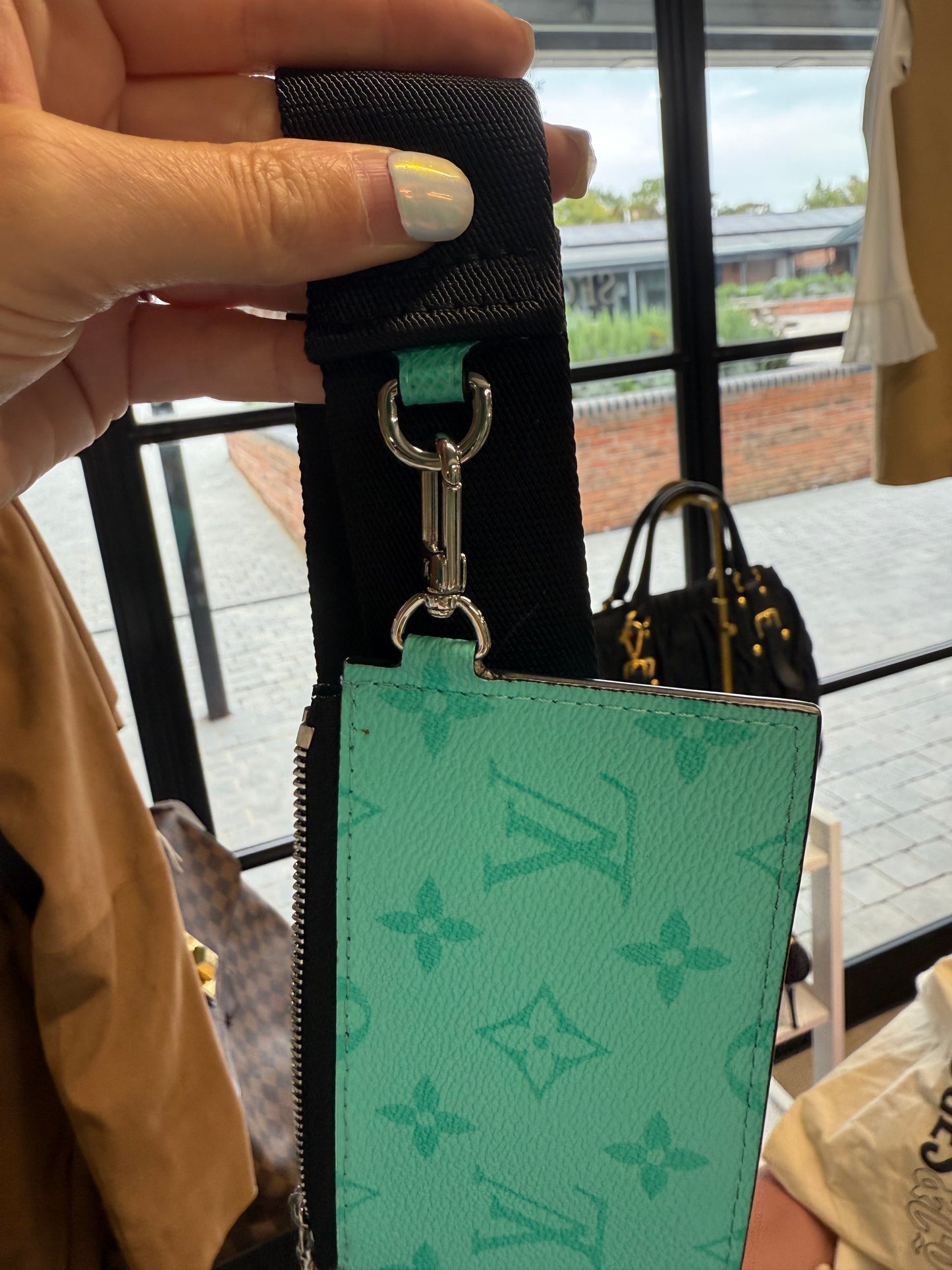 Louis Vuitton Taiga Gaston Wearable Wallet Crossbody in Turquoise Monogram