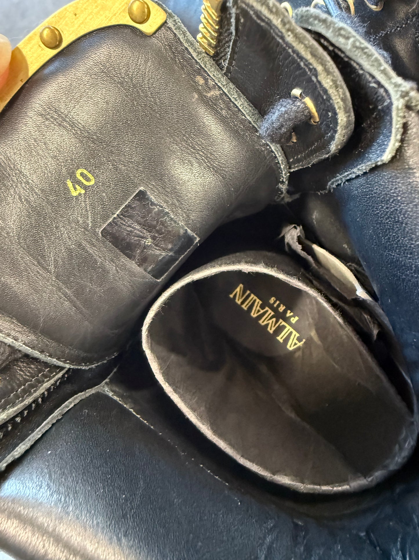 Balmain Leather Lace-Up Boots – Black with Gold Hardware | UK 7 / EU 40