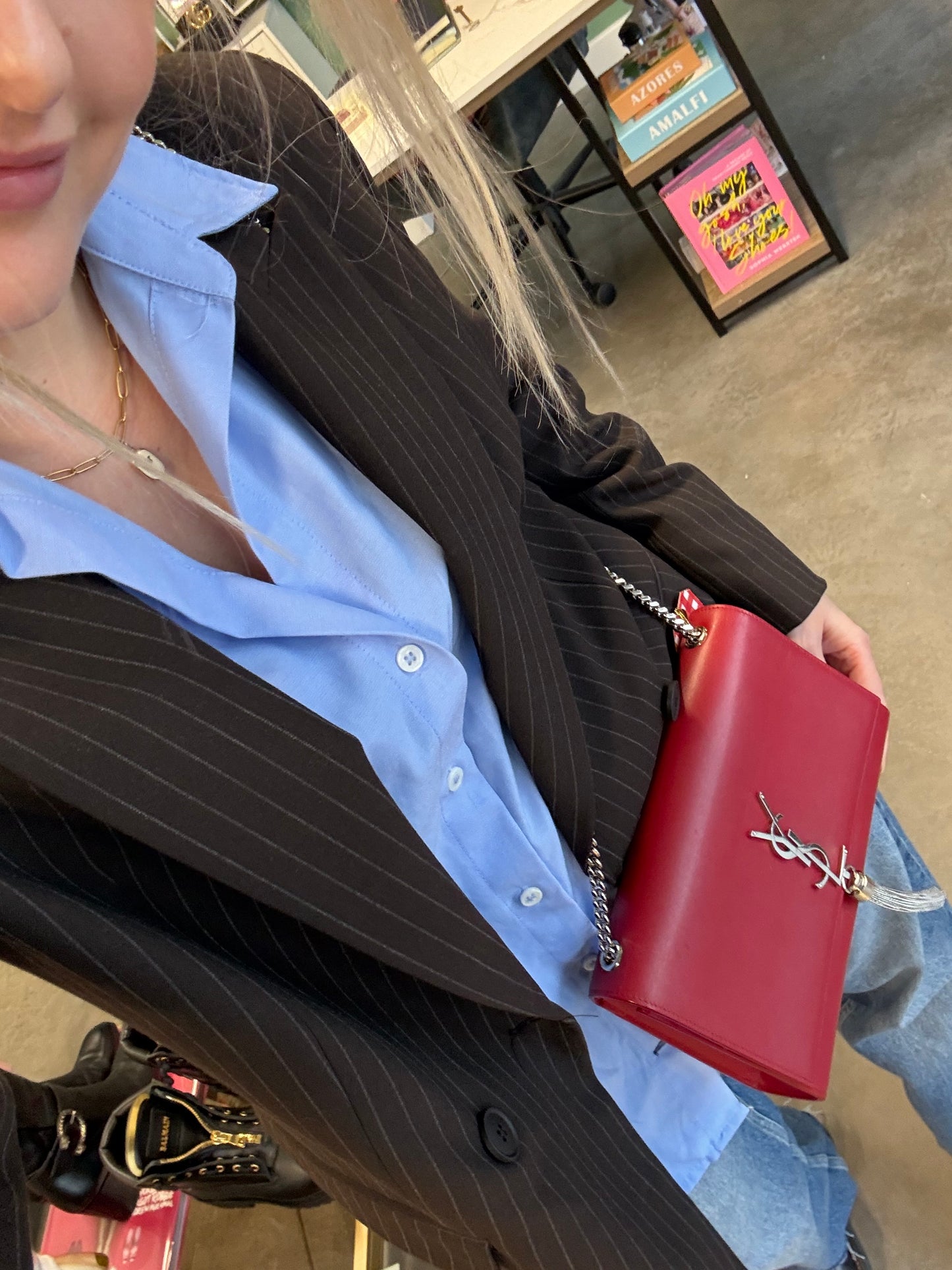 Saint Laurent Kate Tassel Chain Bag – Red Leather