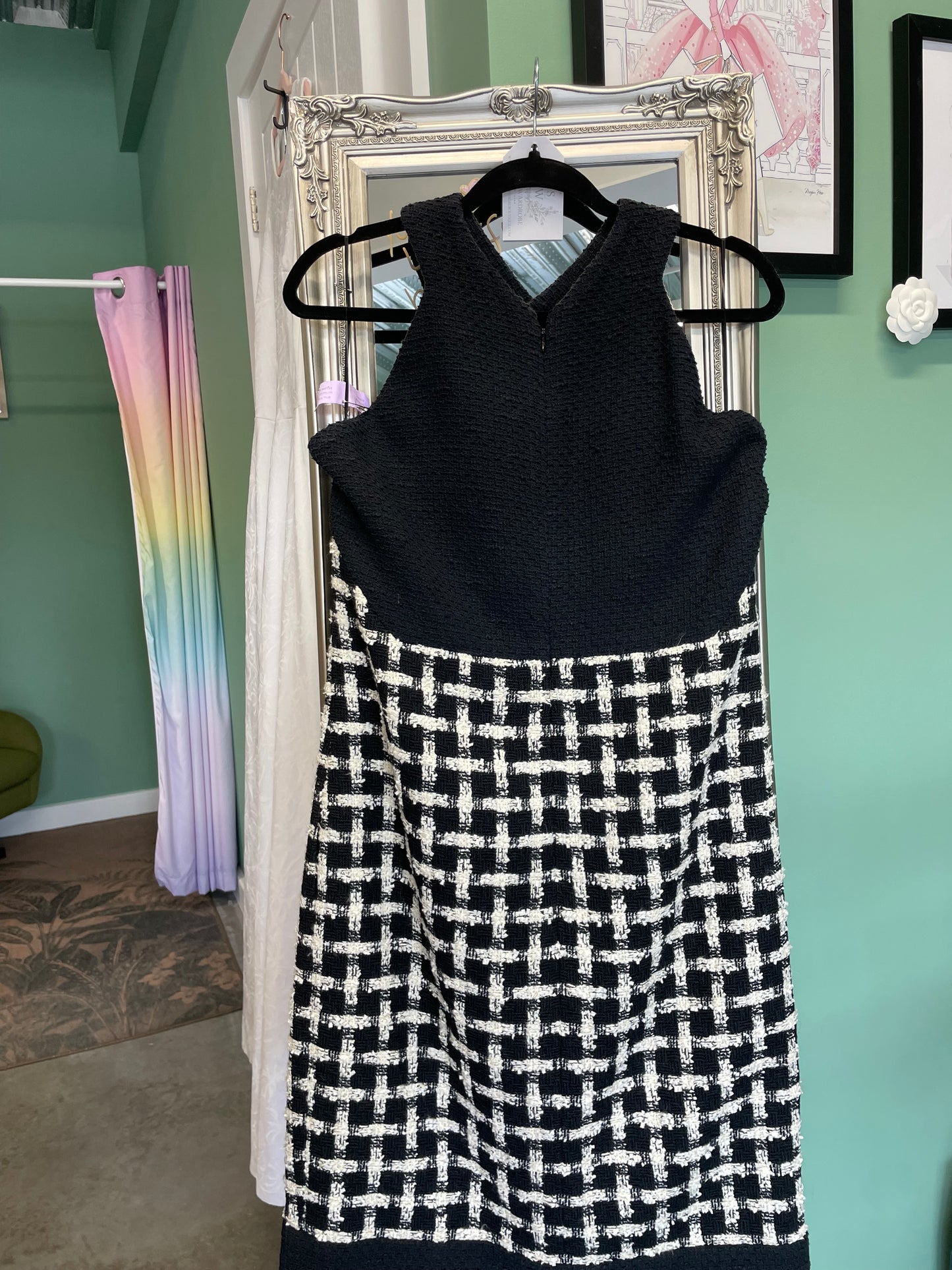 Chanel Black & White Tweed Dress – Size 12