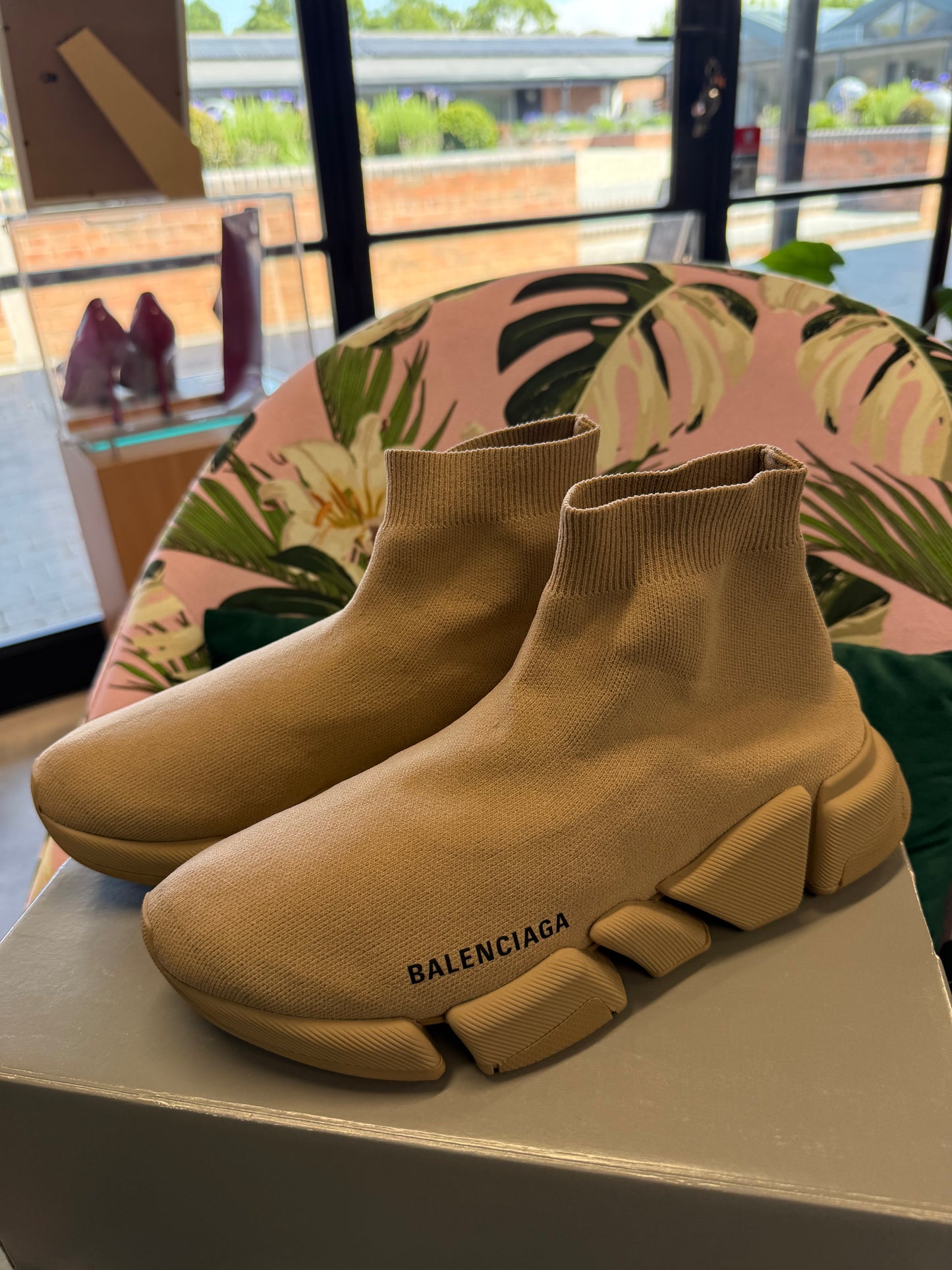 Balenciaga Beige Speed 2.0 Knit Sneakers – UK 39