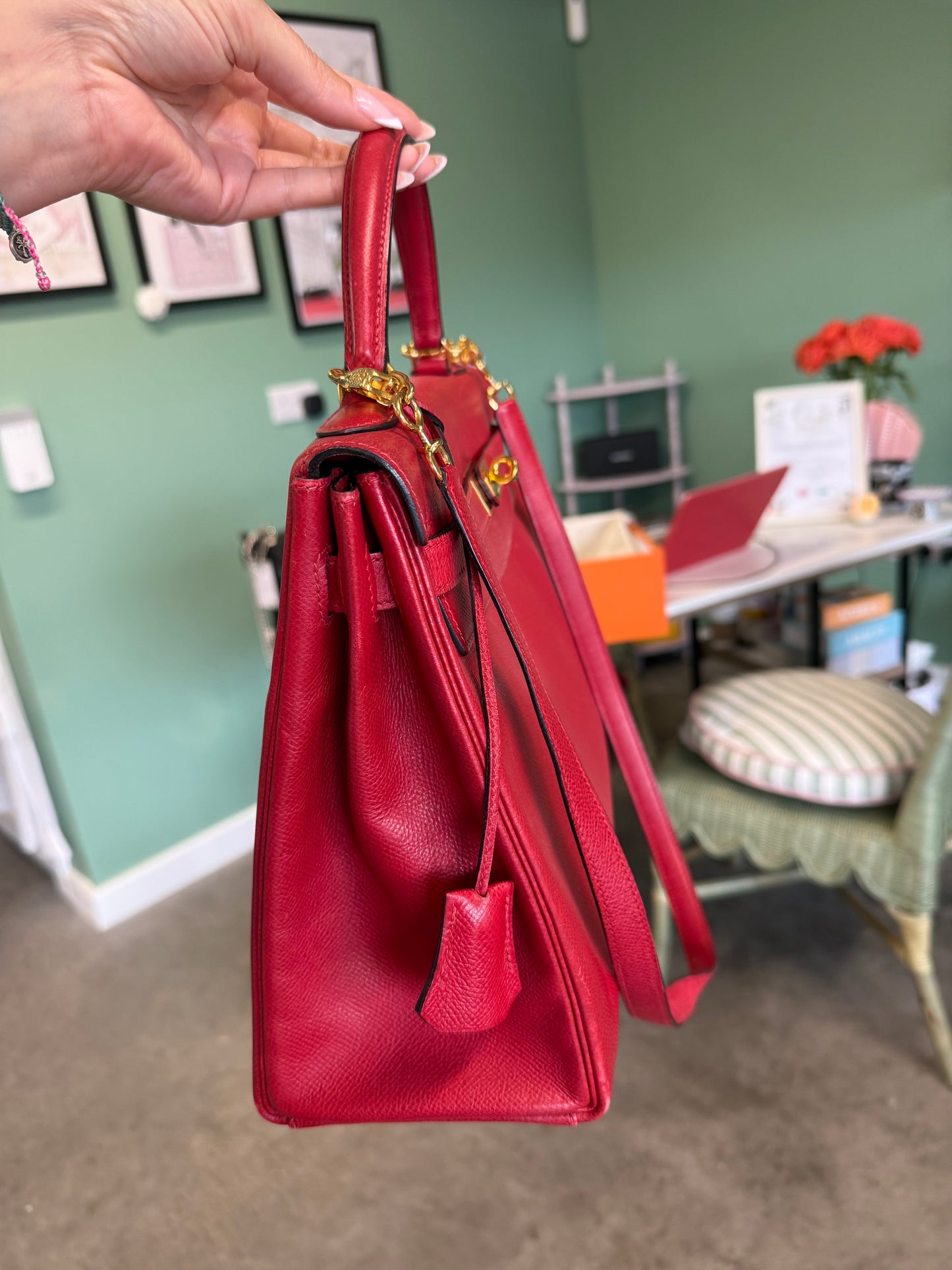 Hermès Kelly 32 Retourne in Rouge H – 1990