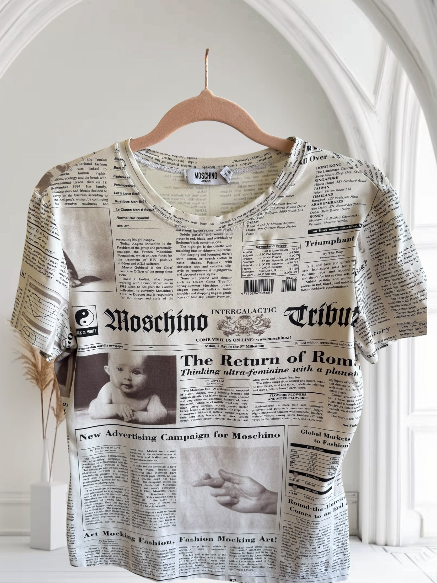 Moschino Newspaper Print T-Shirt – Size UK 8