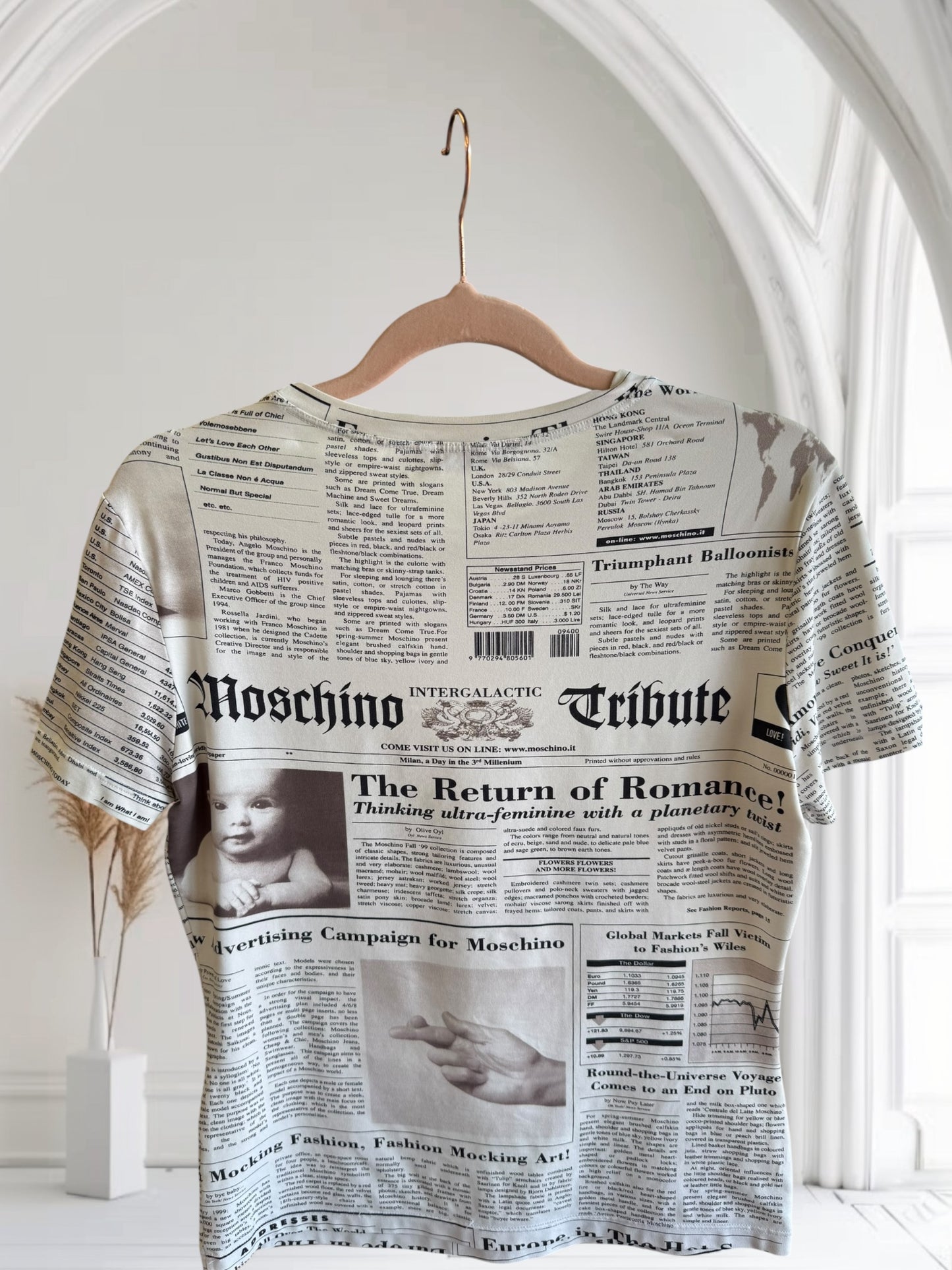 Moschino Newspaper Print T-Shirt – Size UK 8