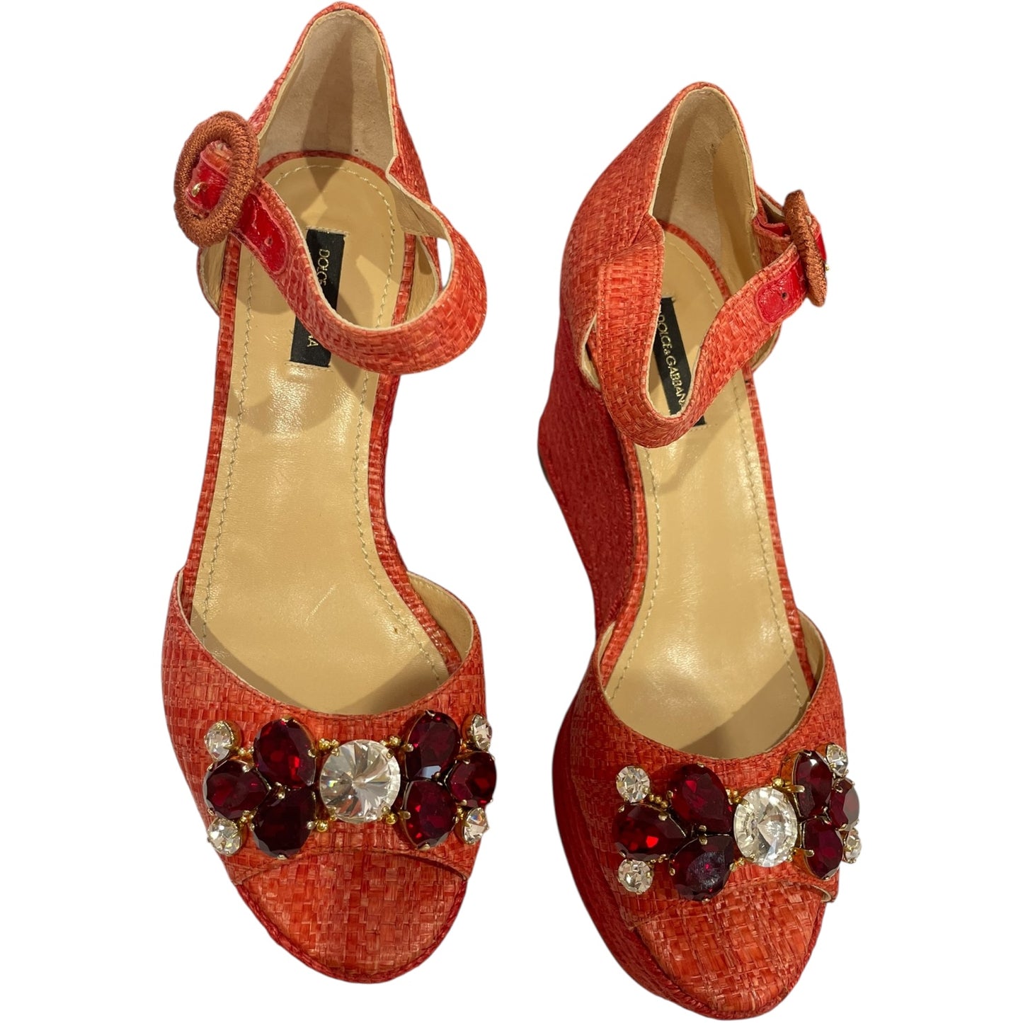 Dolce & Gabbana Red Woven Jewel Wedges – UK 3 (Unused with Box)