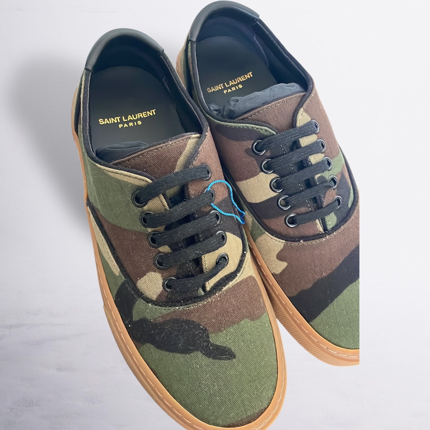 Saint Laurent Camouflage Canvas Trainers UK5