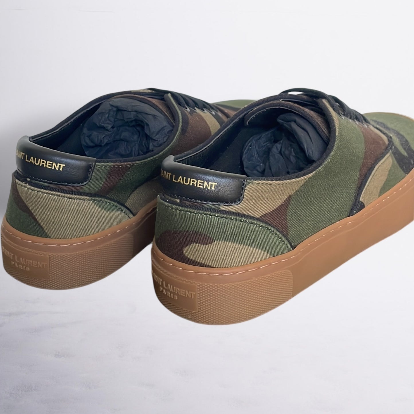 Saint Laurent Camouflage Canvas Trainers UK5
