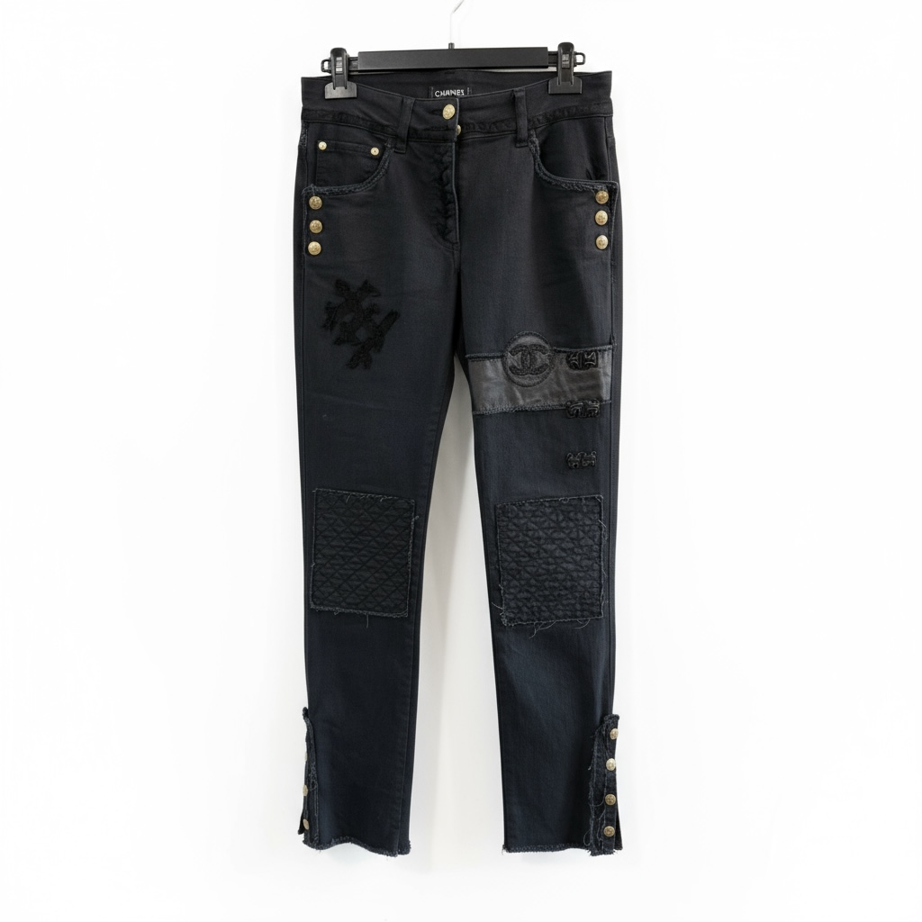 Chanel Black Patchwork Jeans – FR38 (UK 10)