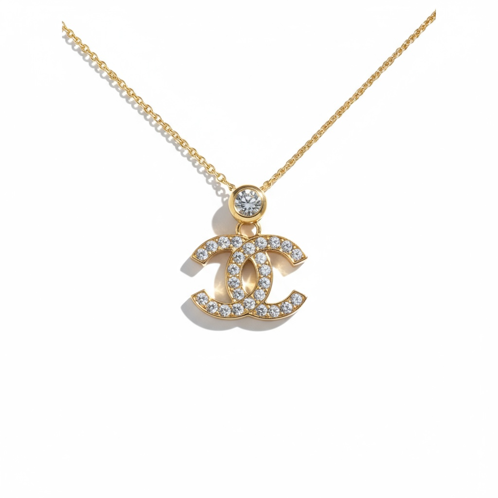 Chanel Crystal CC Pendant Necklace