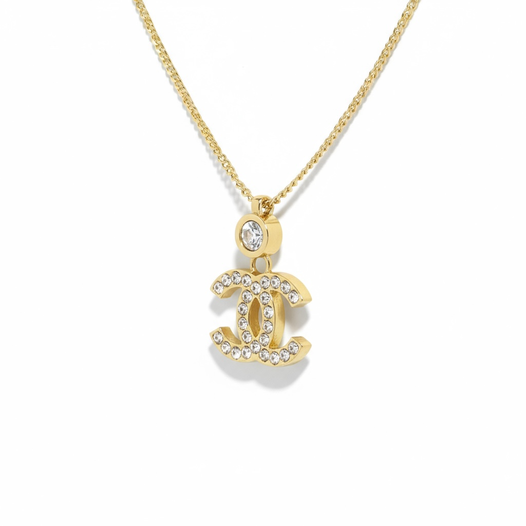 Chanel Crystal CC Pendant Necklace
