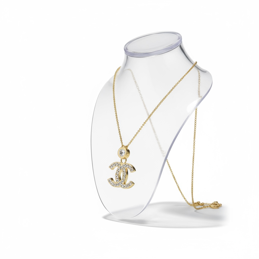 Chanel Crystal CC Pendant Necklace