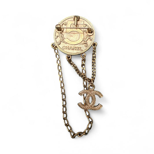 Chanel 1993 Vintage Coin and Chain Brooch