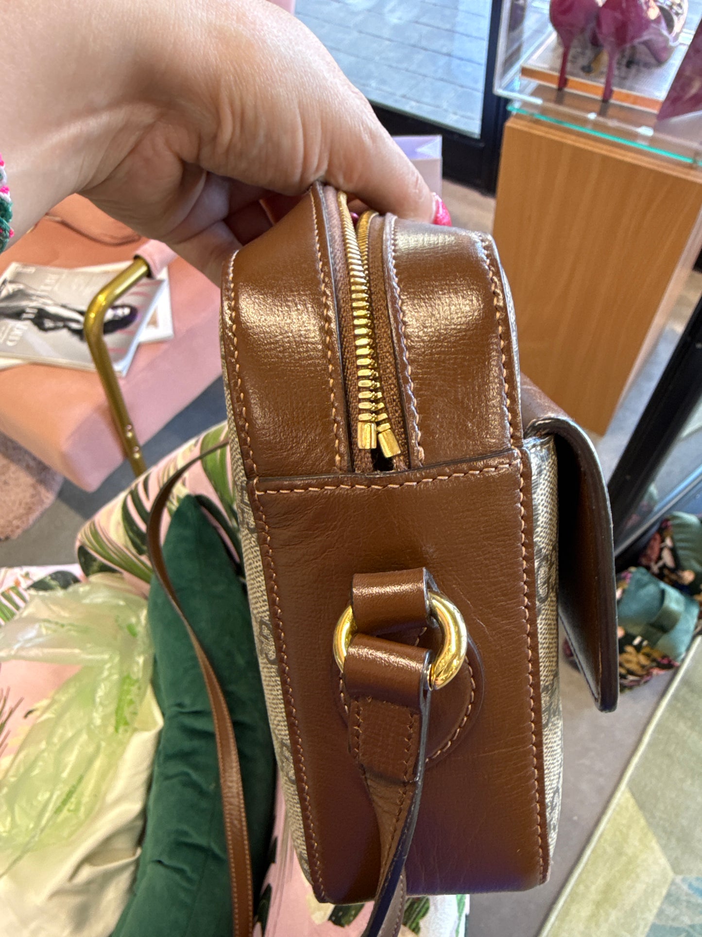 Gucci 1955 Horsebit Canvas and Leather Shoulder Bag