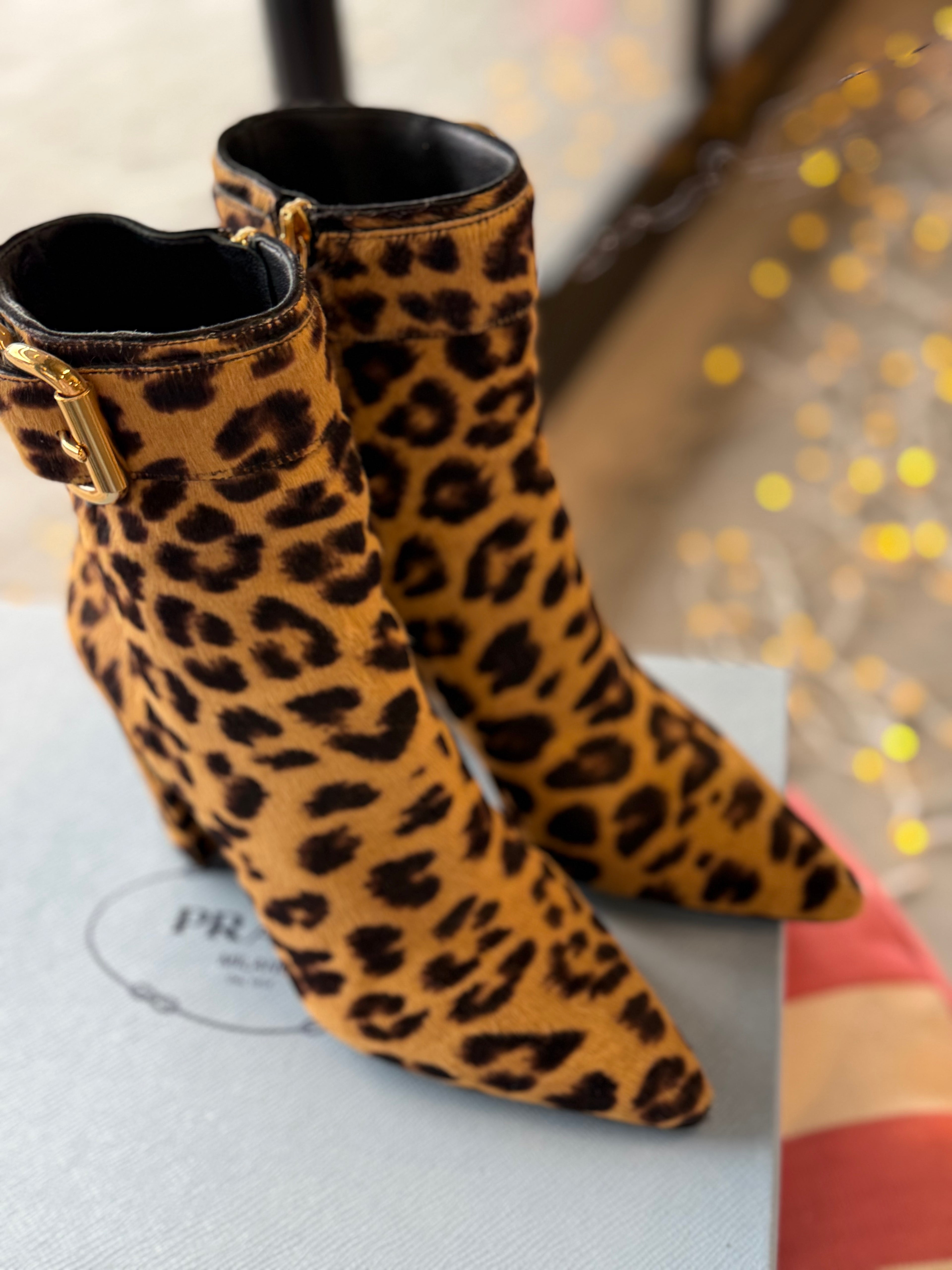 Prada Leopard Ankle Boots UK36