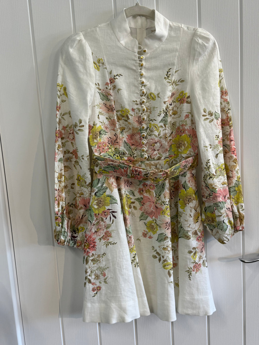 Zimmermann Floral Belted Dress Linen UK8
