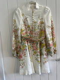 Zimmermann Floral Belted Dress Linen UK8