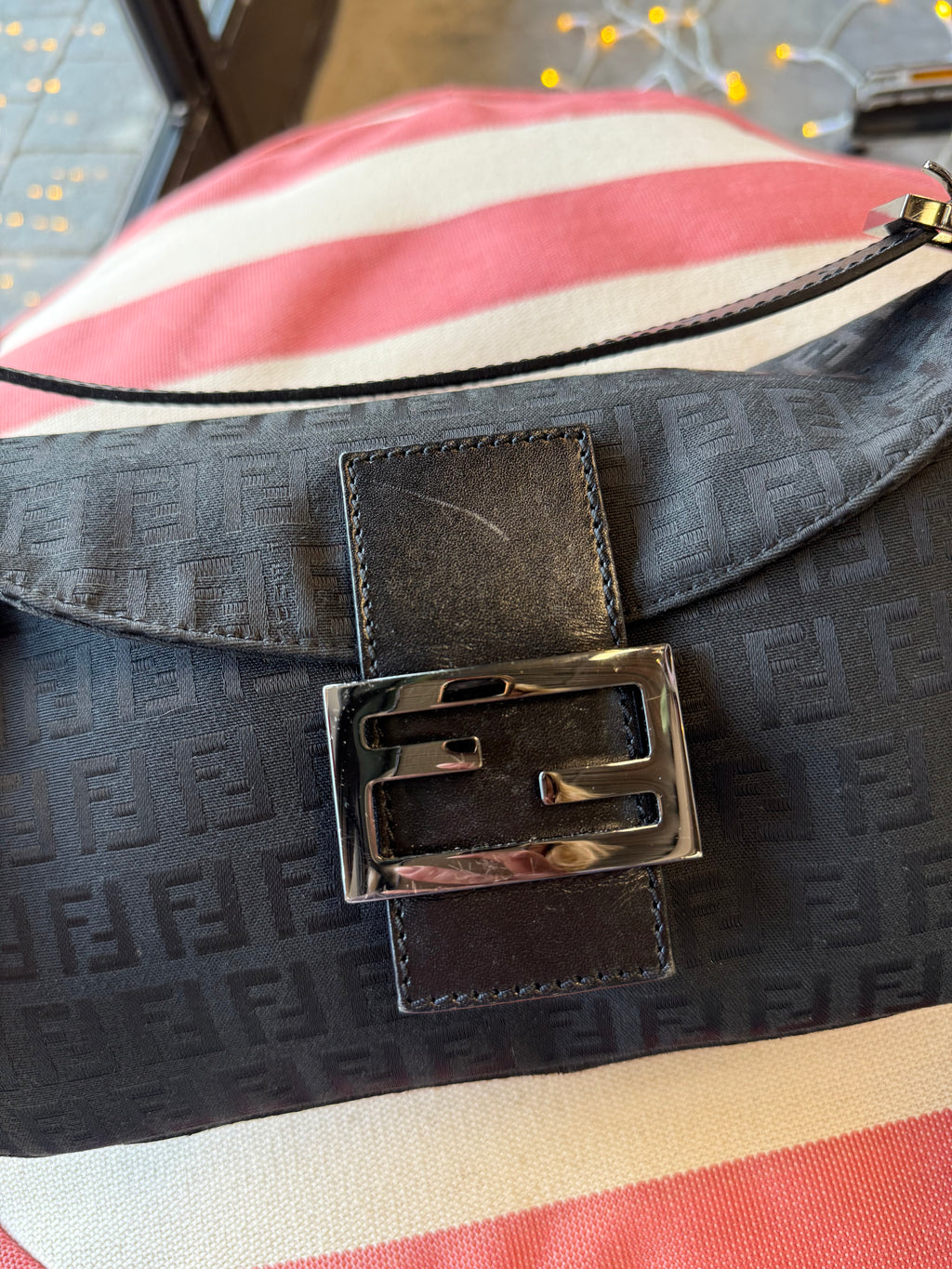 Fendi Black Baguette Fold Over