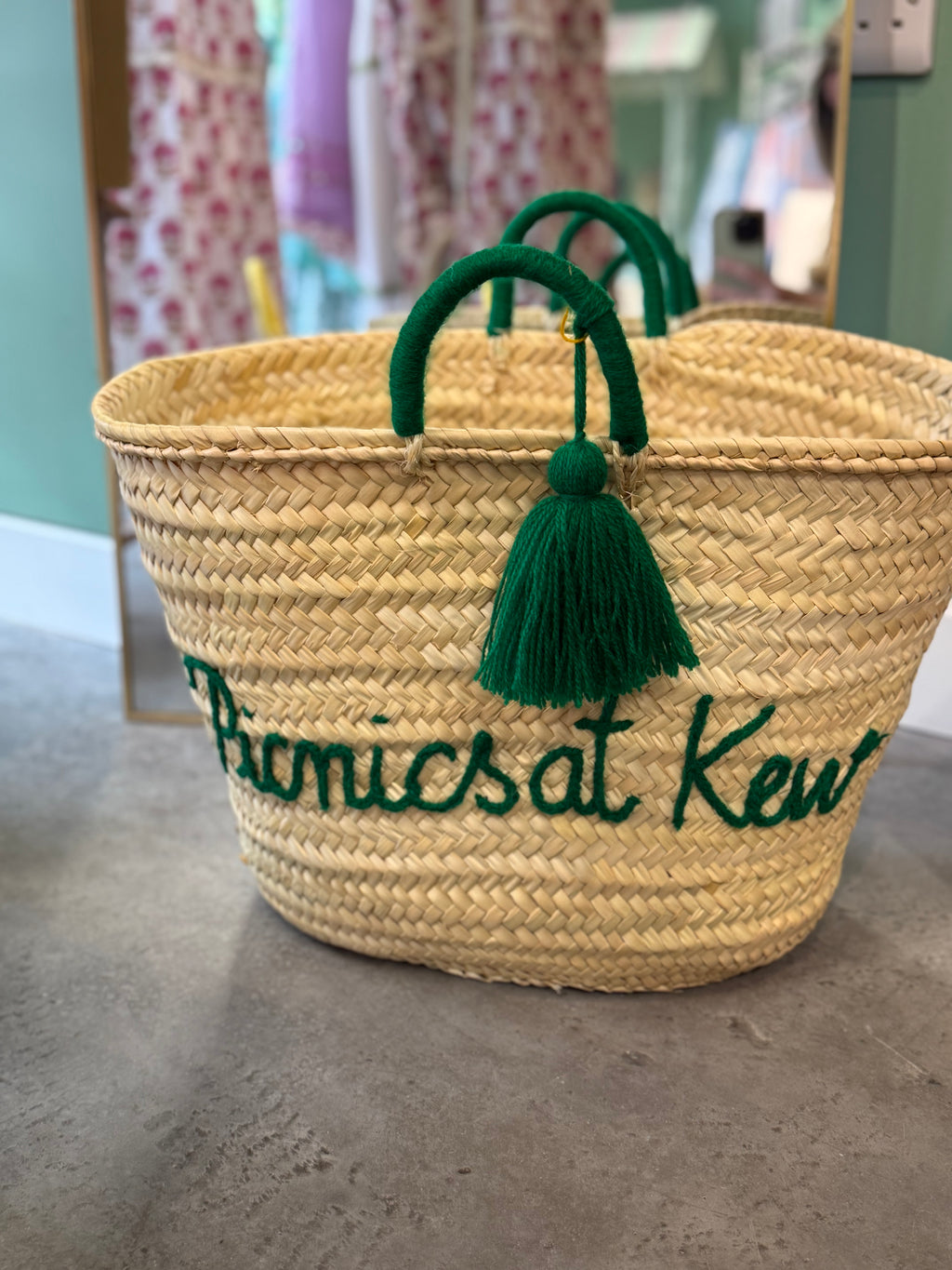 Little Rose ‘picnics at Kew’ handmade basket bag
