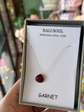 Bali Soul- Garnet Floating Silk Cord Necklace, January Birthstone
